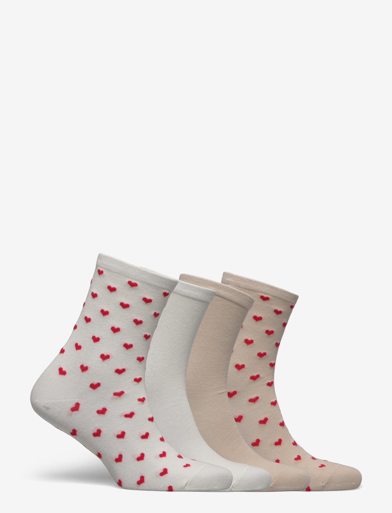 Lindex - Sock 4 p a o hearts - off white - 1