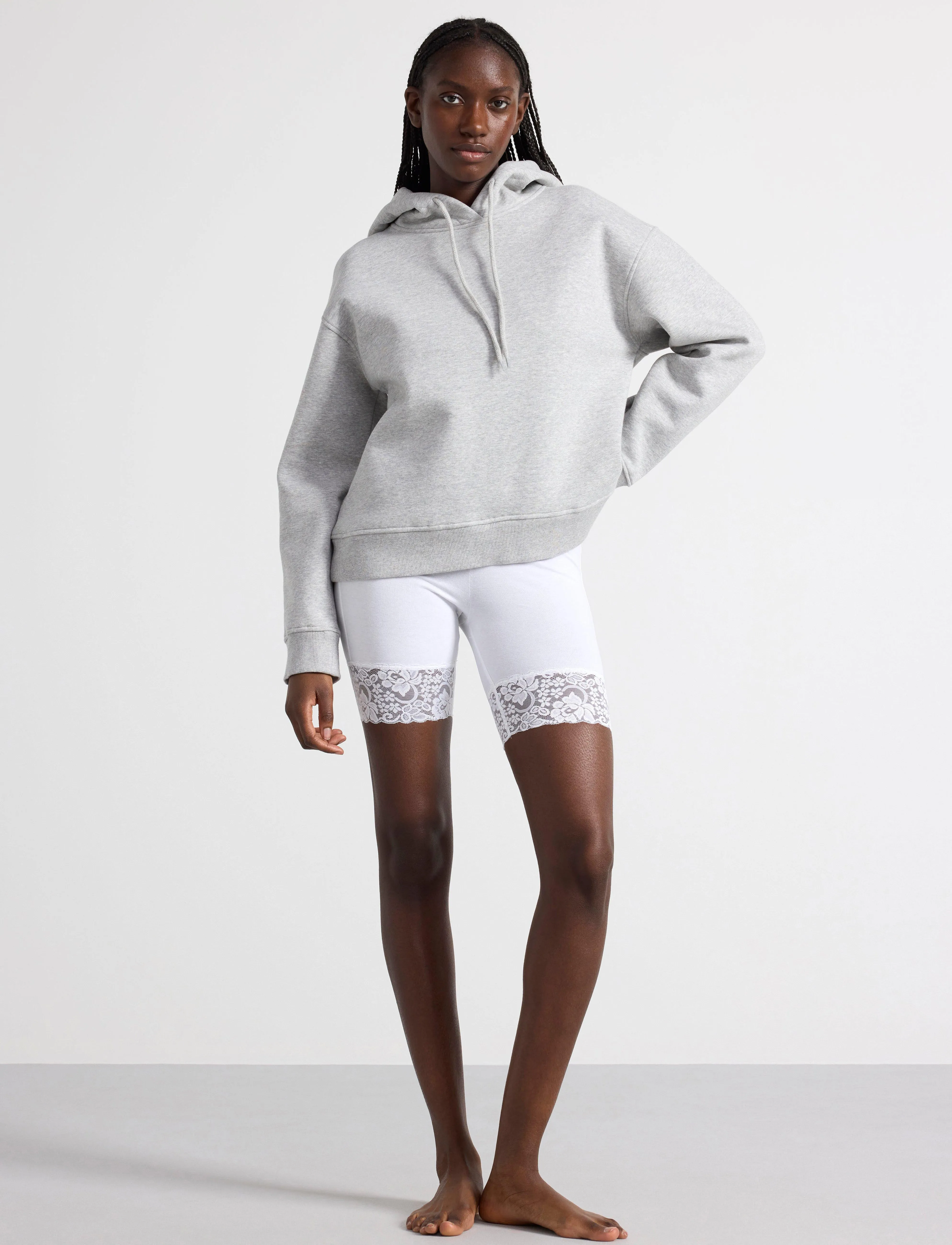 Lindex Leggings Sally lace short - Shorts - WHITE / white