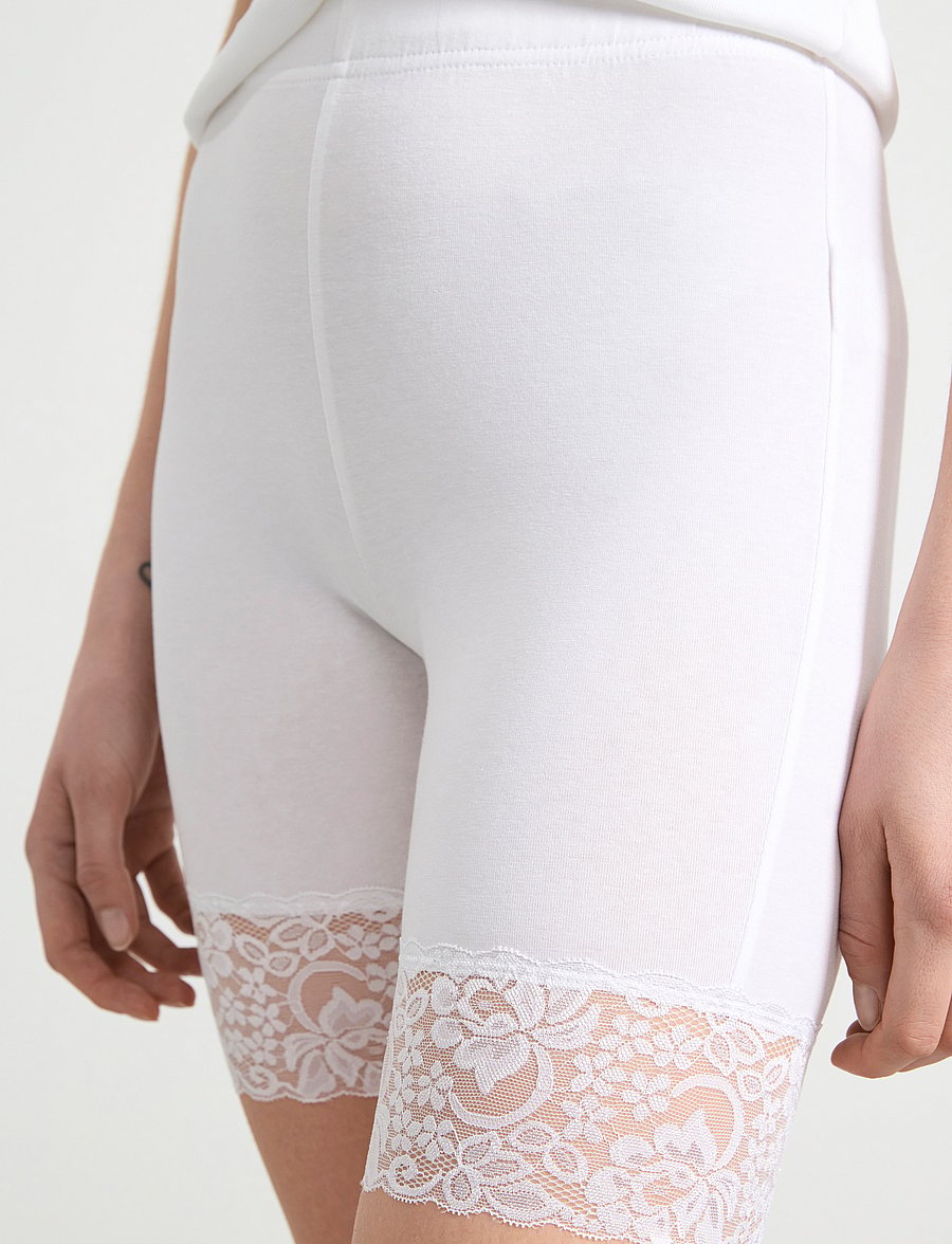 Lindex - Leggings Sally lace short - 1/2 längd - white - 5