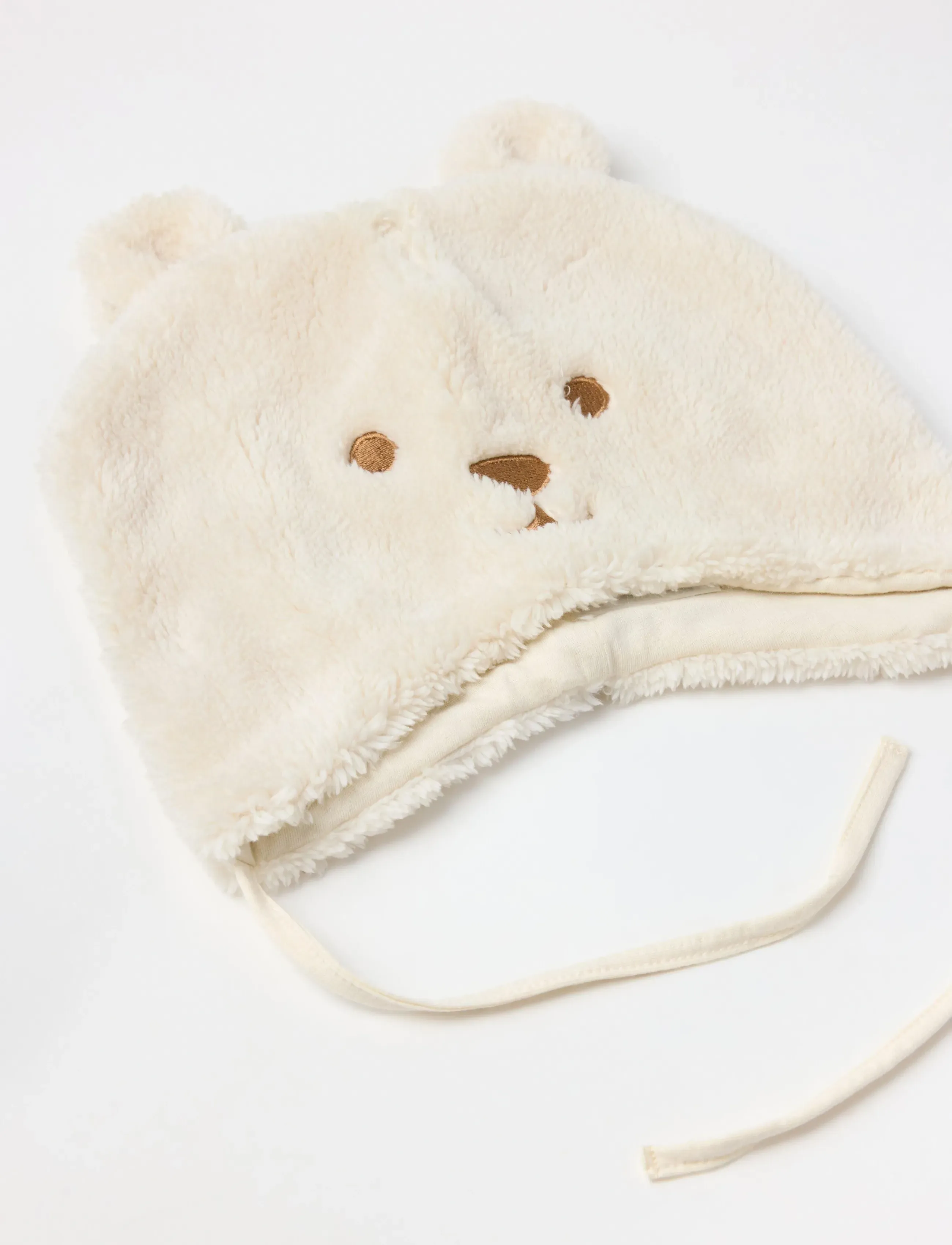 Lindex - Babycap in pile w ears - light beige - 2
