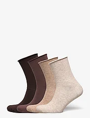 Lindex - sock 4 p roll edge - tavalliset sukat - beige melange - 0