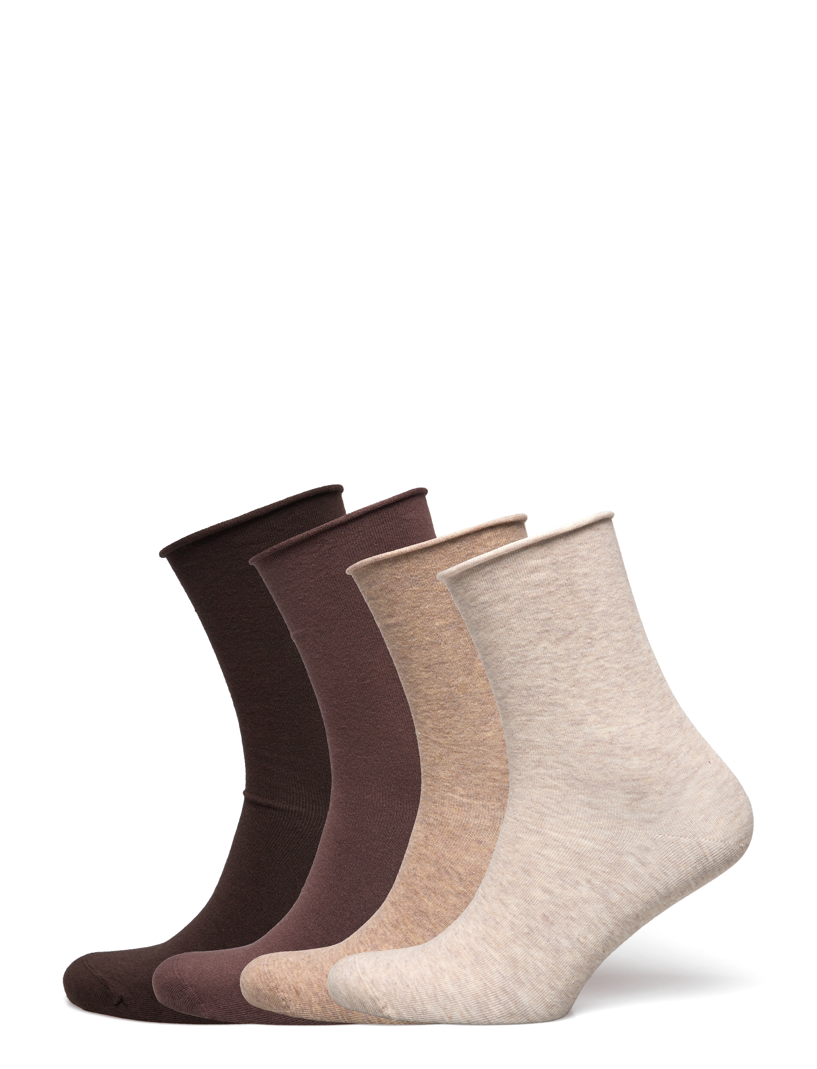 sock 4 p roll edge - BEIGE MELANGE