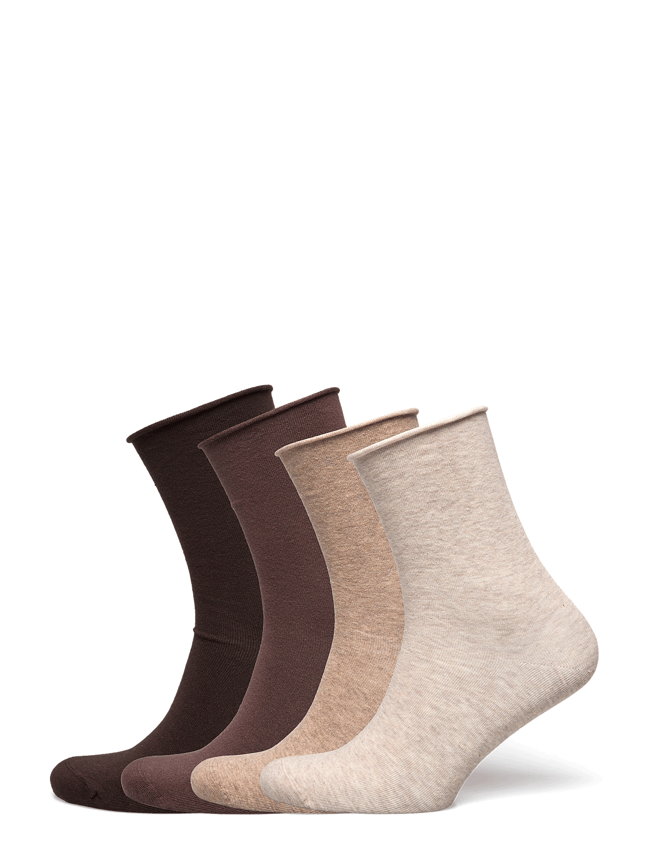 sock 4 p roll edge - BEIGE MELANGE