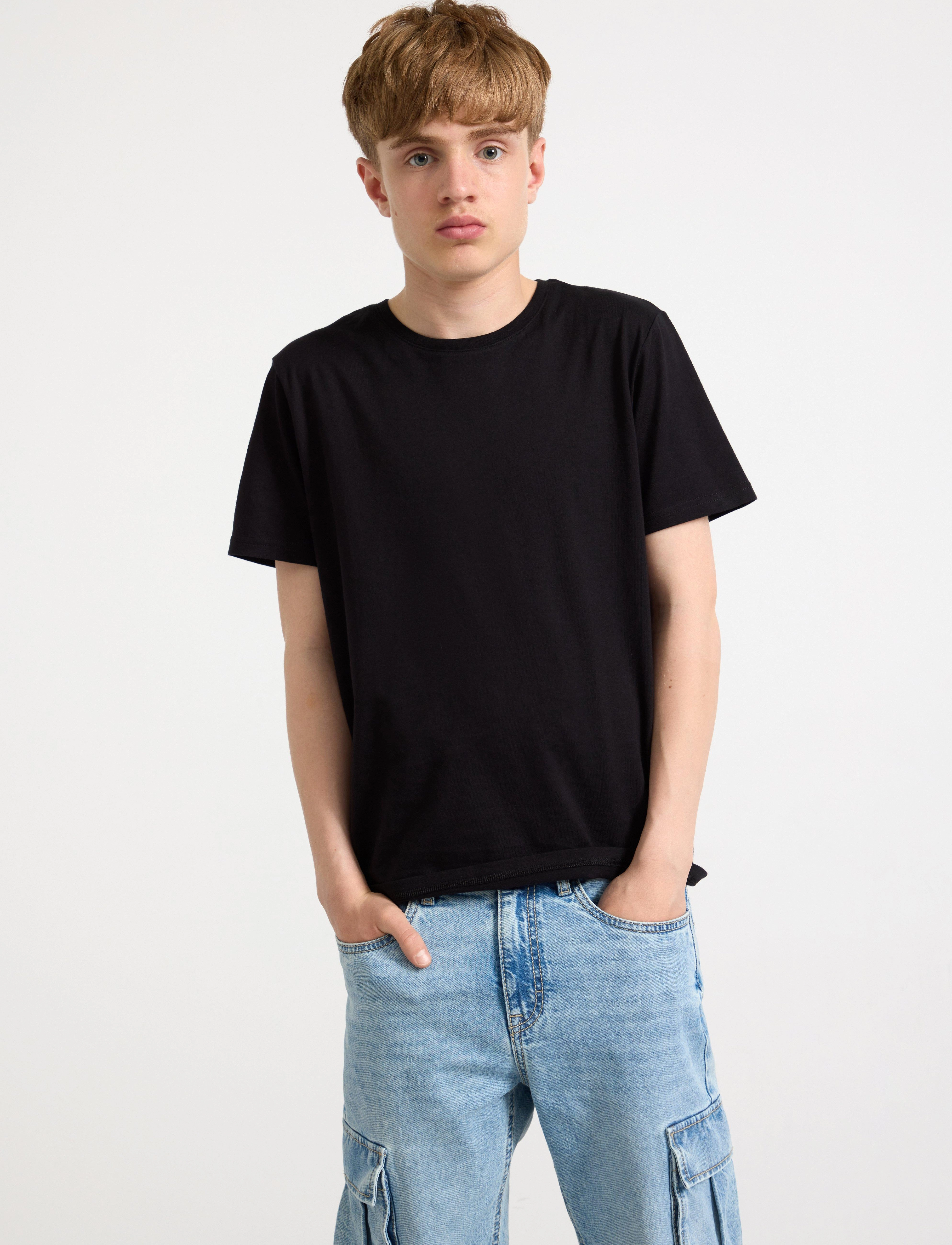 Lindex T Shirt Regular Solid, 170, Black, T-Shirts > Kortærmede, Børn