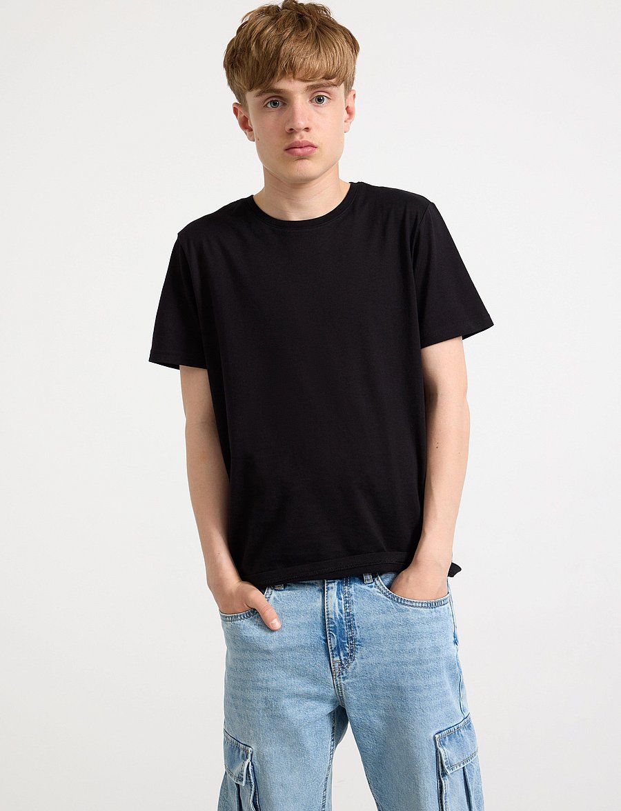 Lindex - T shirt regular solid - kurzärmelige - black - 0