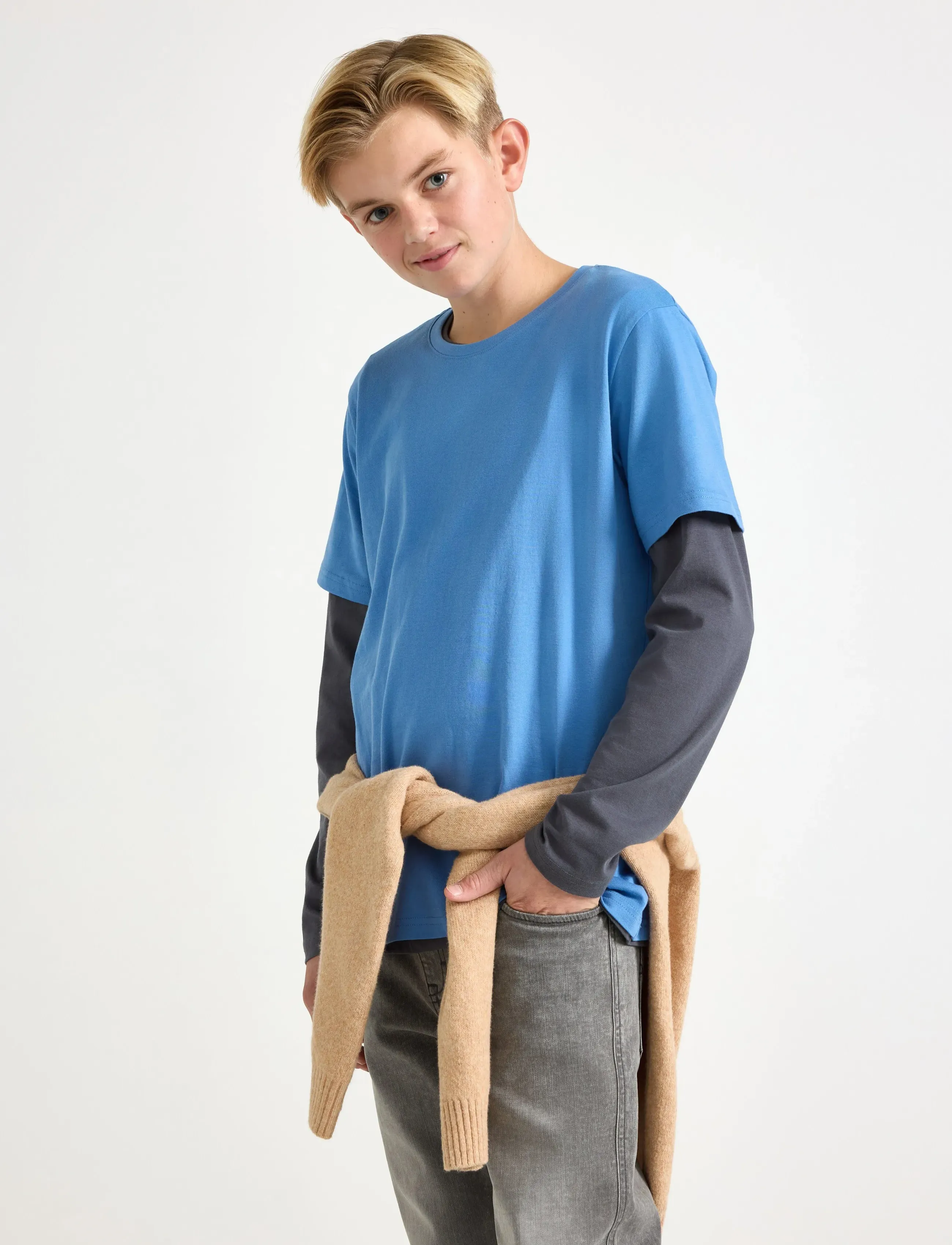 Lindex T Shirt Regular Solid, 128, Blue, T-Shirts > Kortærmede, Børn