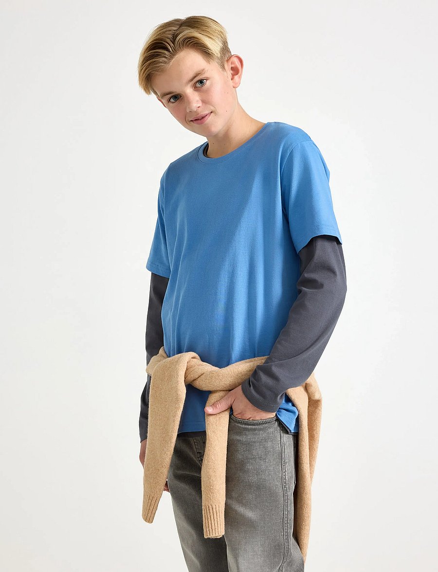 Lindex - T shirt regular solid - kurzärmelige - blue - 0