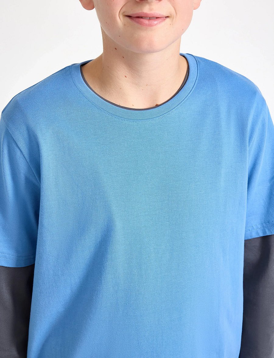 Lindex - T shirt regular solid - kurzärmelige - blue - 4