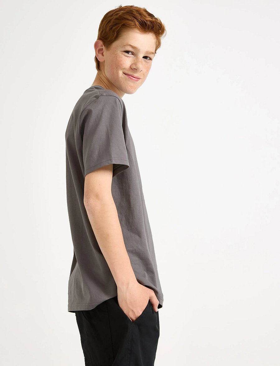 Lindex - T shirt regular solid - kortærmede t-shirts - dark dusty grey - 0