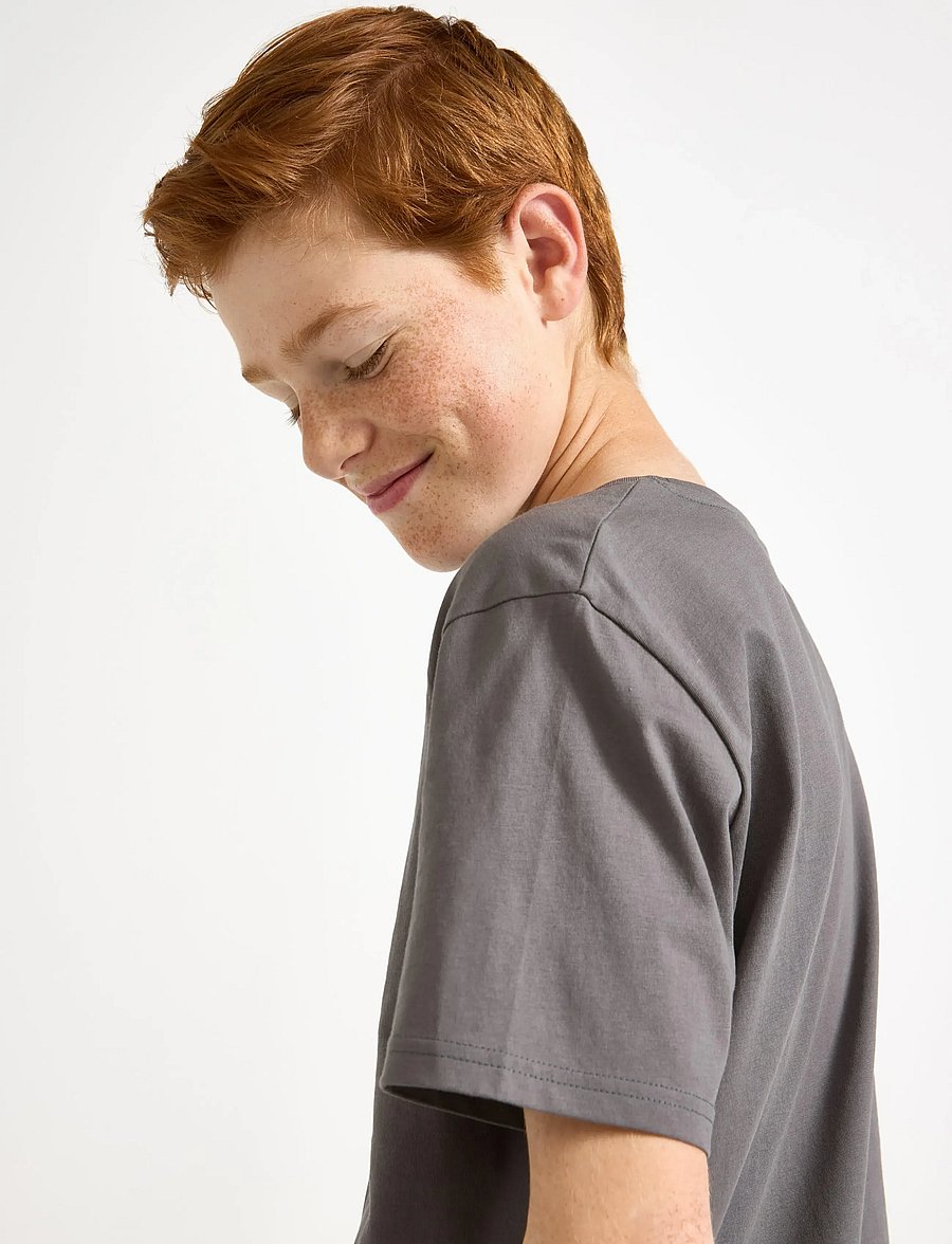 Lindex - T shirt regular solid - kortærmede t-shirts - dark dusty grey - 4