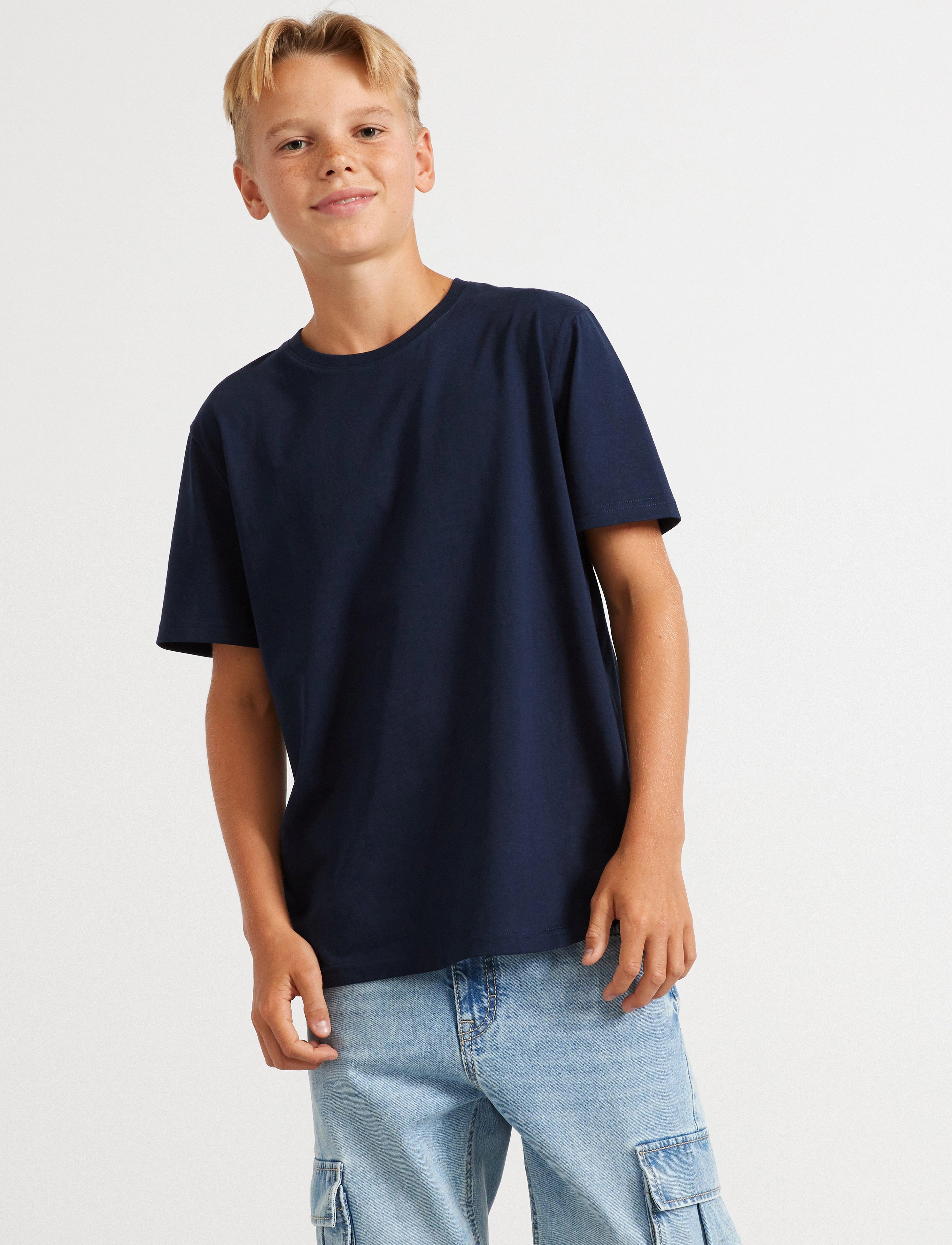 Lindex T Shirt Regular Solid, 128, Navy, T-Shirts > Kortærmede, Børn