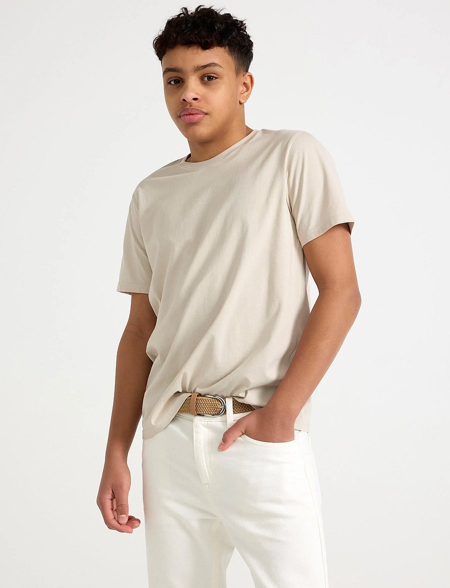 Lindex - T shirt regular solid - kurzärmelige - light beige - 0