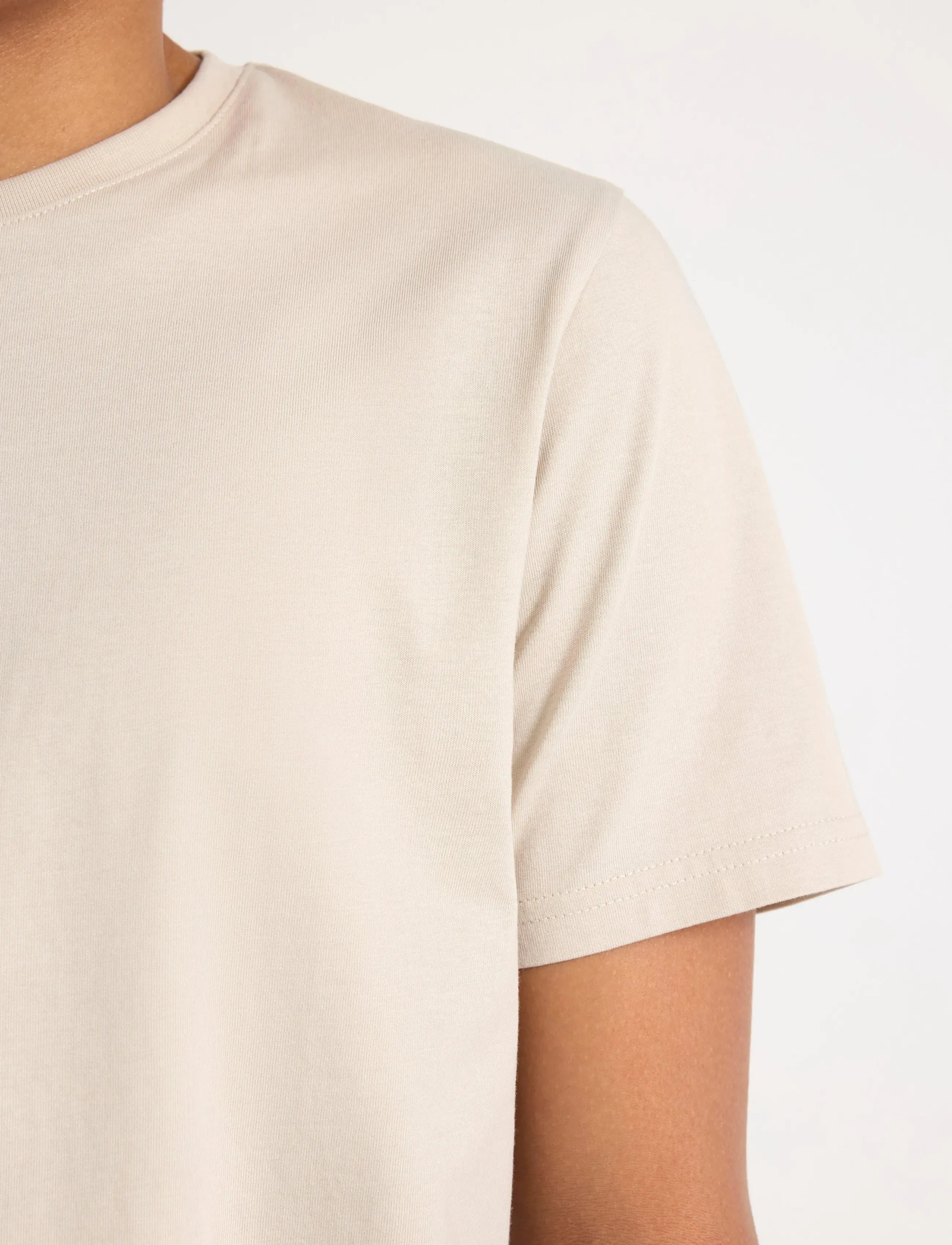 Lindex - T shirt regular solid - kurzärmelige - light beige - 4