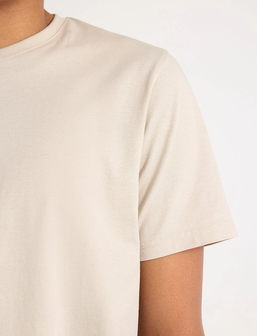 Lindex - T shirt regular solid - kurzärmelige - light beige - 4