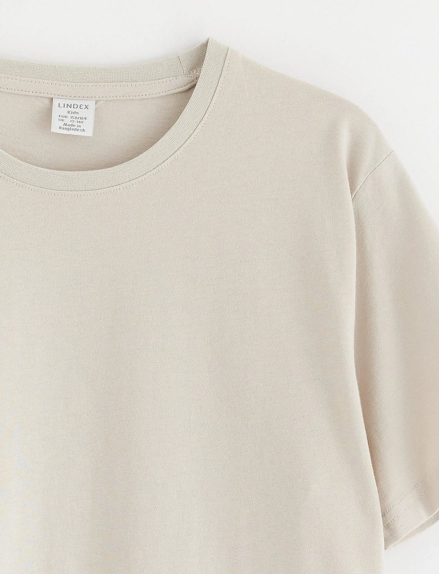 Lindex - T shirt regular solid - kurzärmelige - light beige - 5
