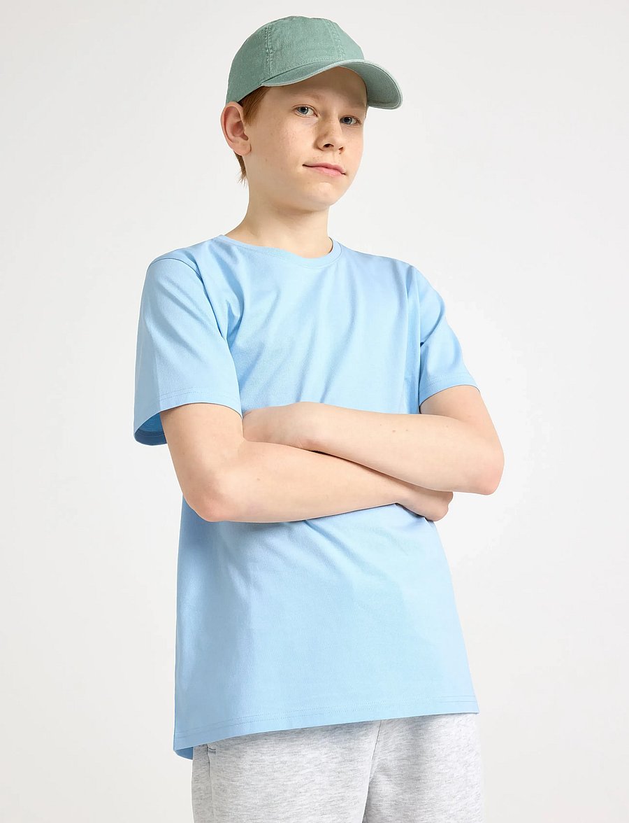Lindex - T shirt regular solid - kortærmede t-shirts - light blue - 0