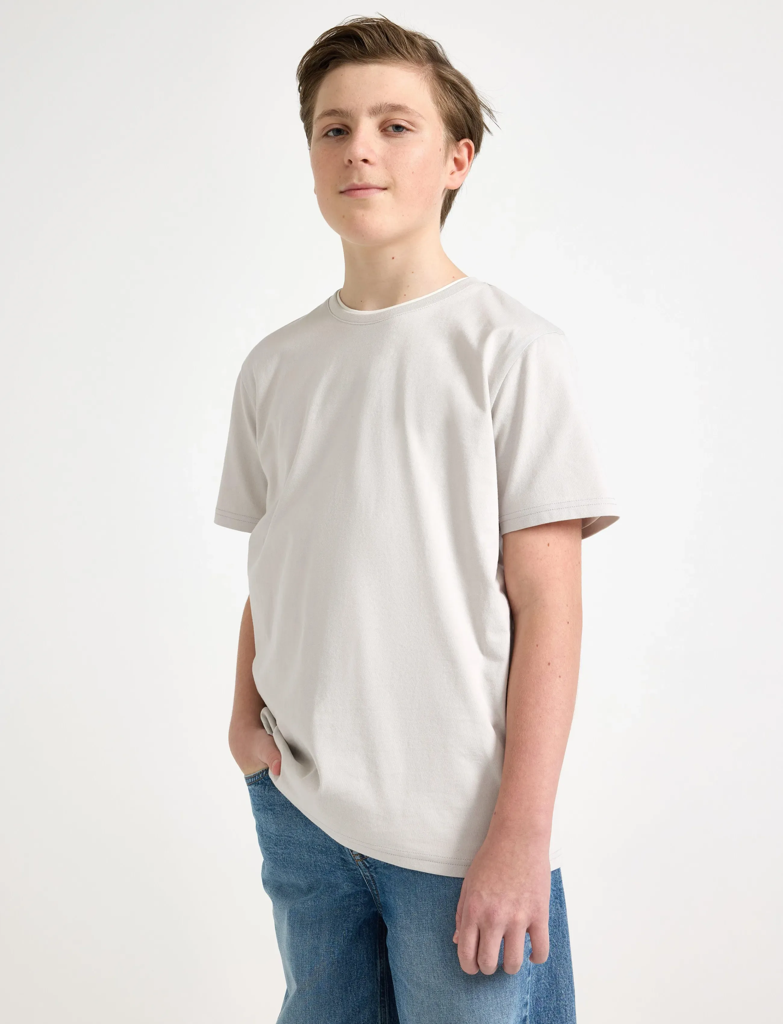 Lindex T Shirt Regular Solid, 128, Beige, T-Shirts > Kortærmede, Børn