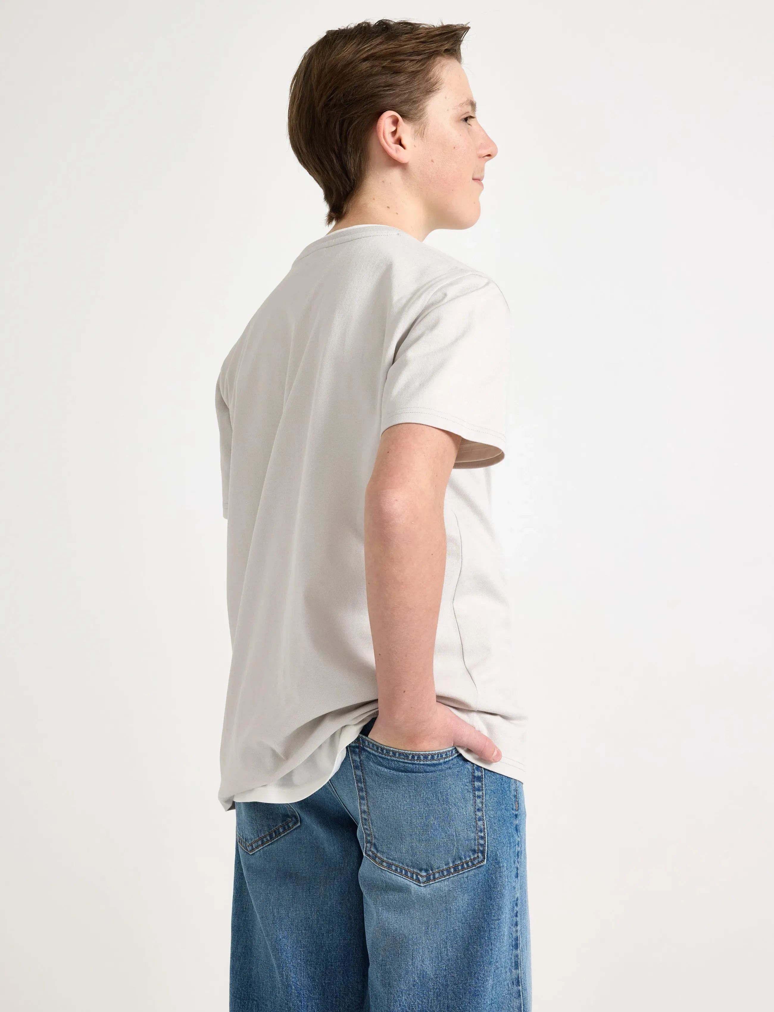 Lindex - T shirt regular solid - t-krekli ar īsām piedurknēm - light grey - 3
