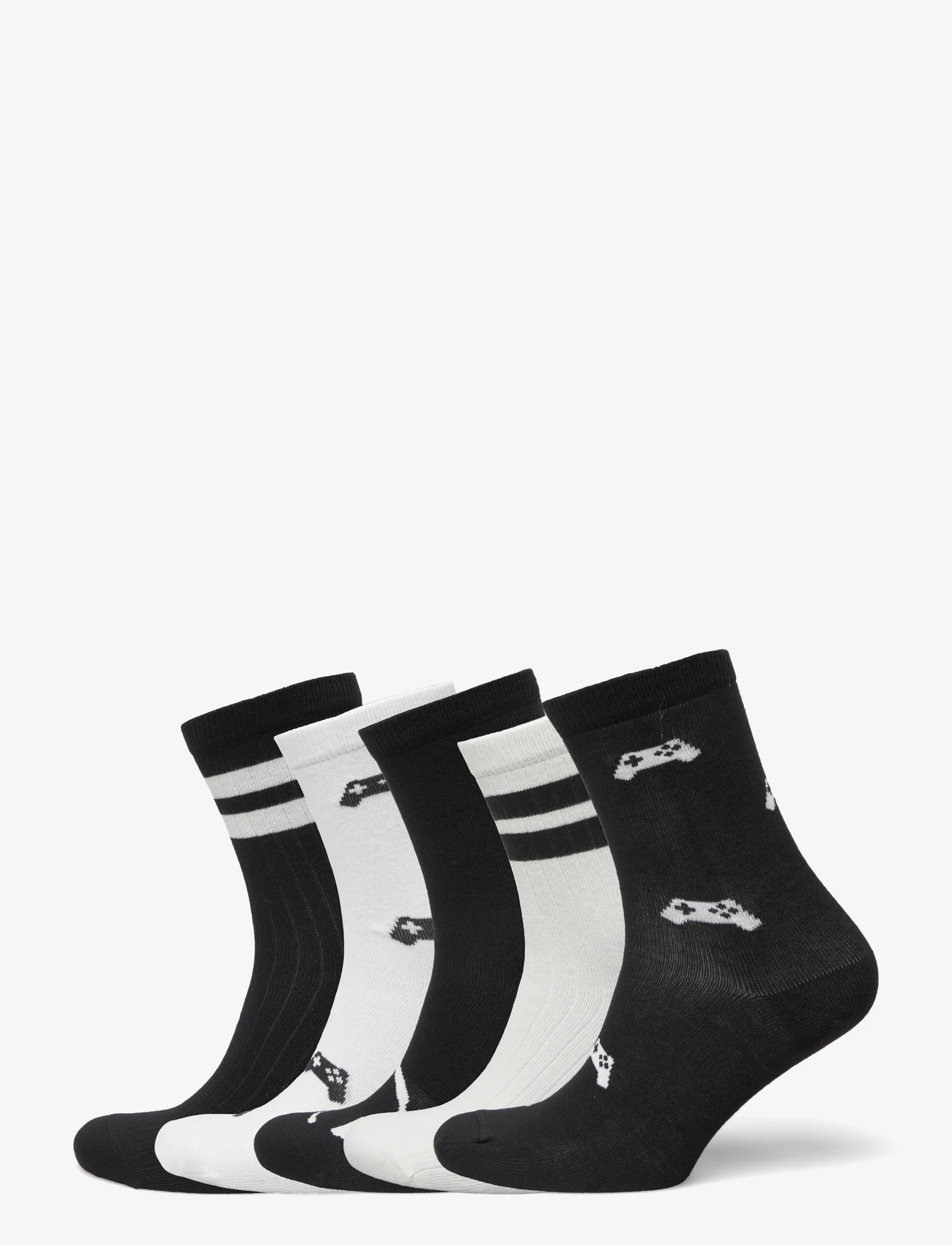 Lindex - Socks 5p BB stripe and gaming - laveste priser - black - 0