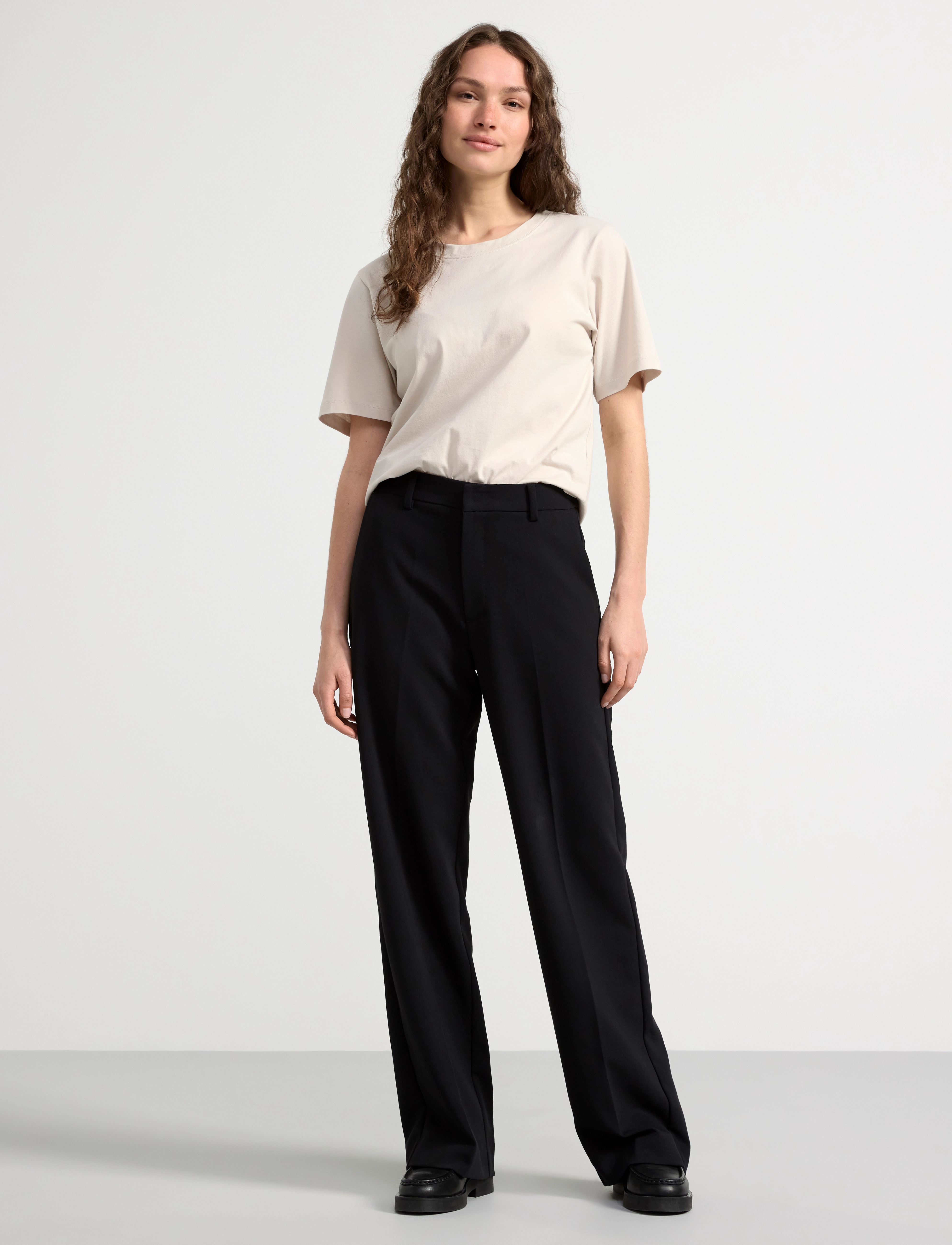 Lindex - NOOR raka byxor med normalhög midja - raka byxor - black - 4