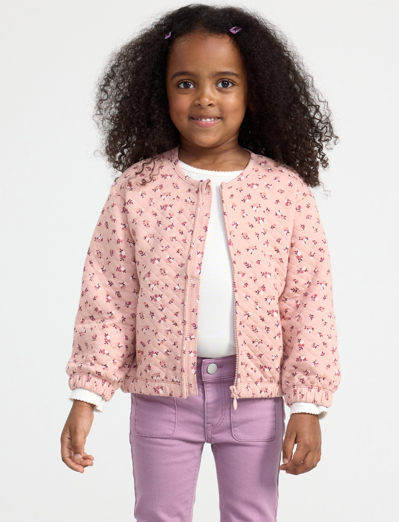 Lindex - Jacket quilted tricot AOP - laagste prijzen - dusty pink - 1