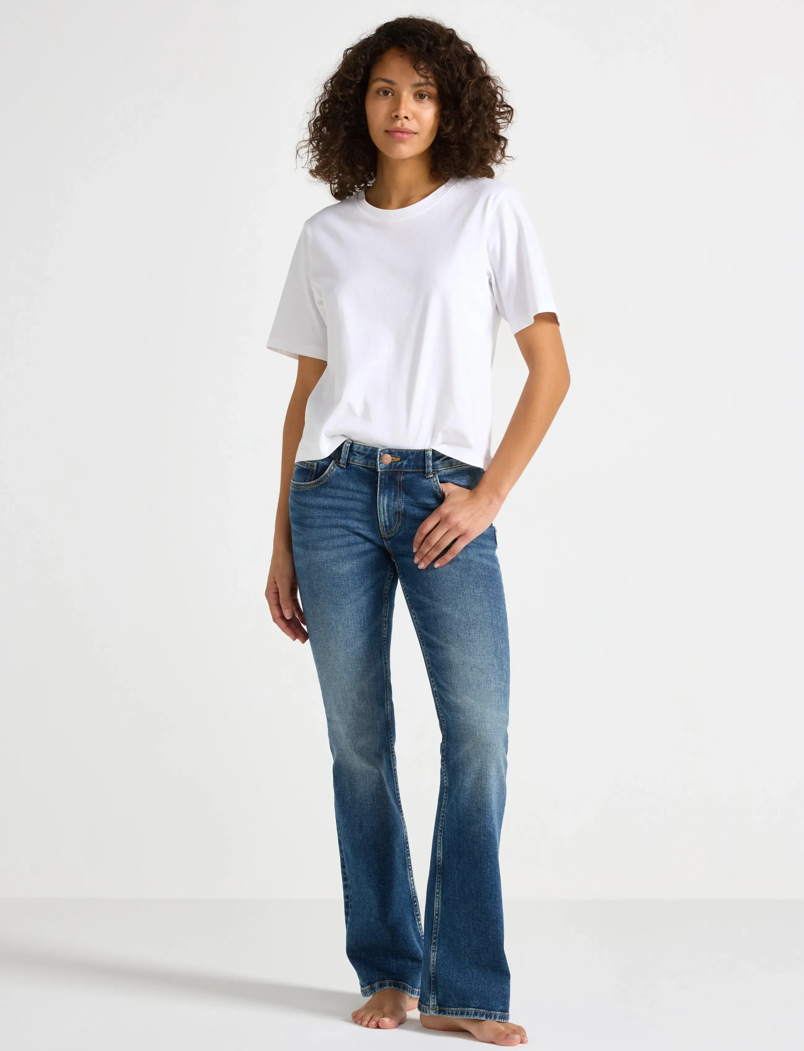 Lindex Trousers denim Fay dark blue - Flared jeans - DENIM BLUE / blue
