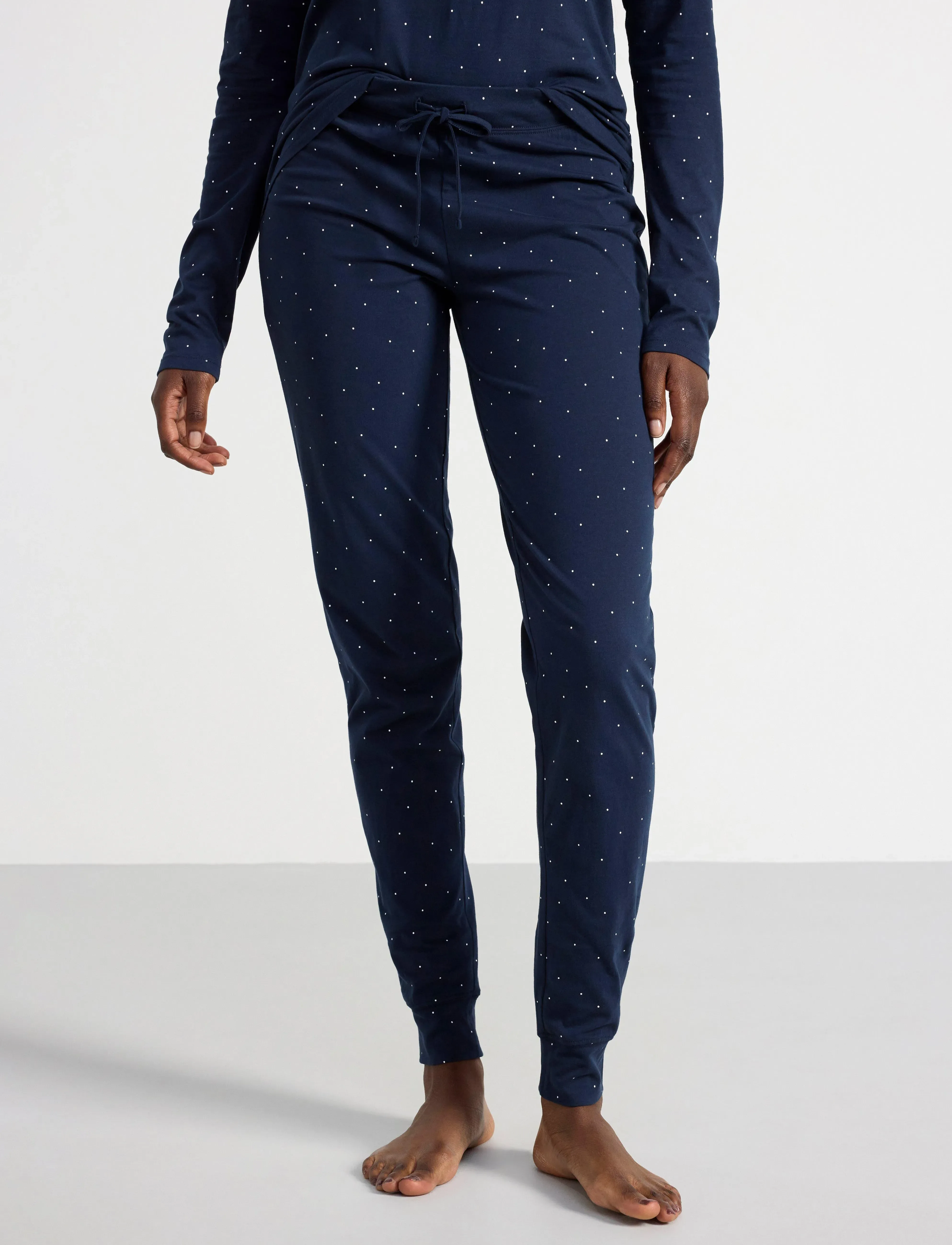Lindex Pyjama Trousers With Dots, XL, Navy, Underdele > Joggingbukser, Dame