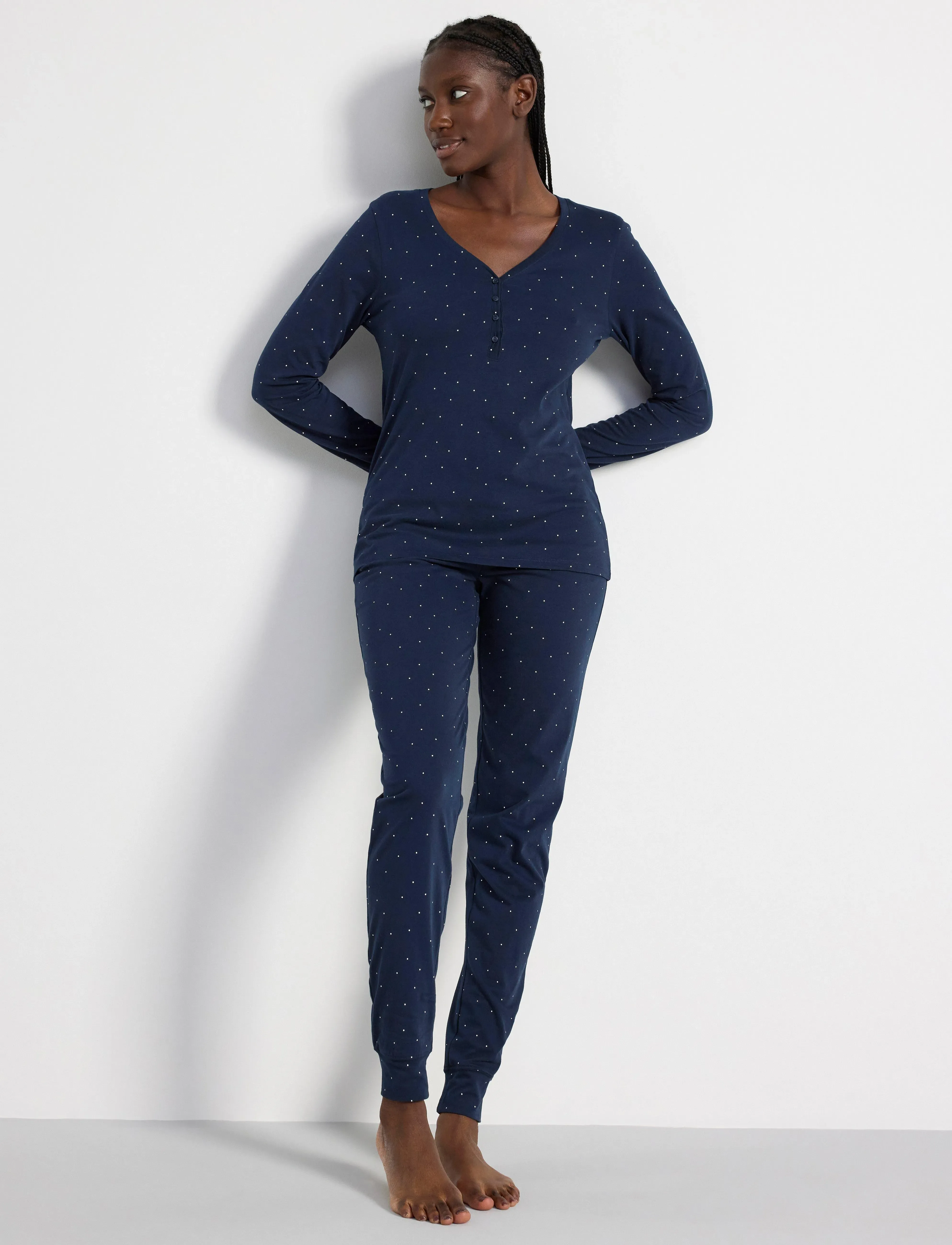 Lindex - Pyjama trousers with dots - bas de pyjama - navy - 4