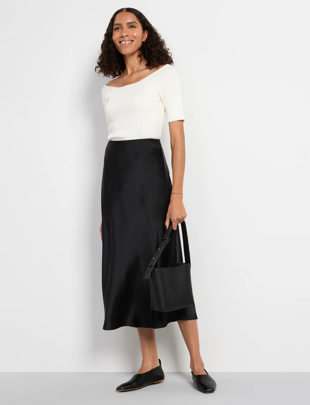 Lindex - Skirt Maria - satinnederdele - black - 5