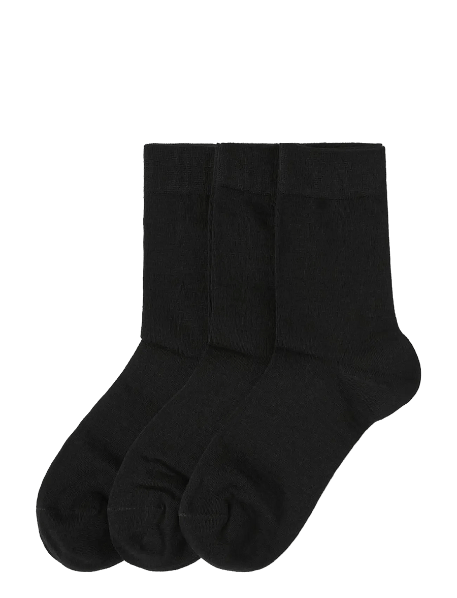 Lindex - 3-pack socks in merino wool blend - klassikalised sokid - black - 0