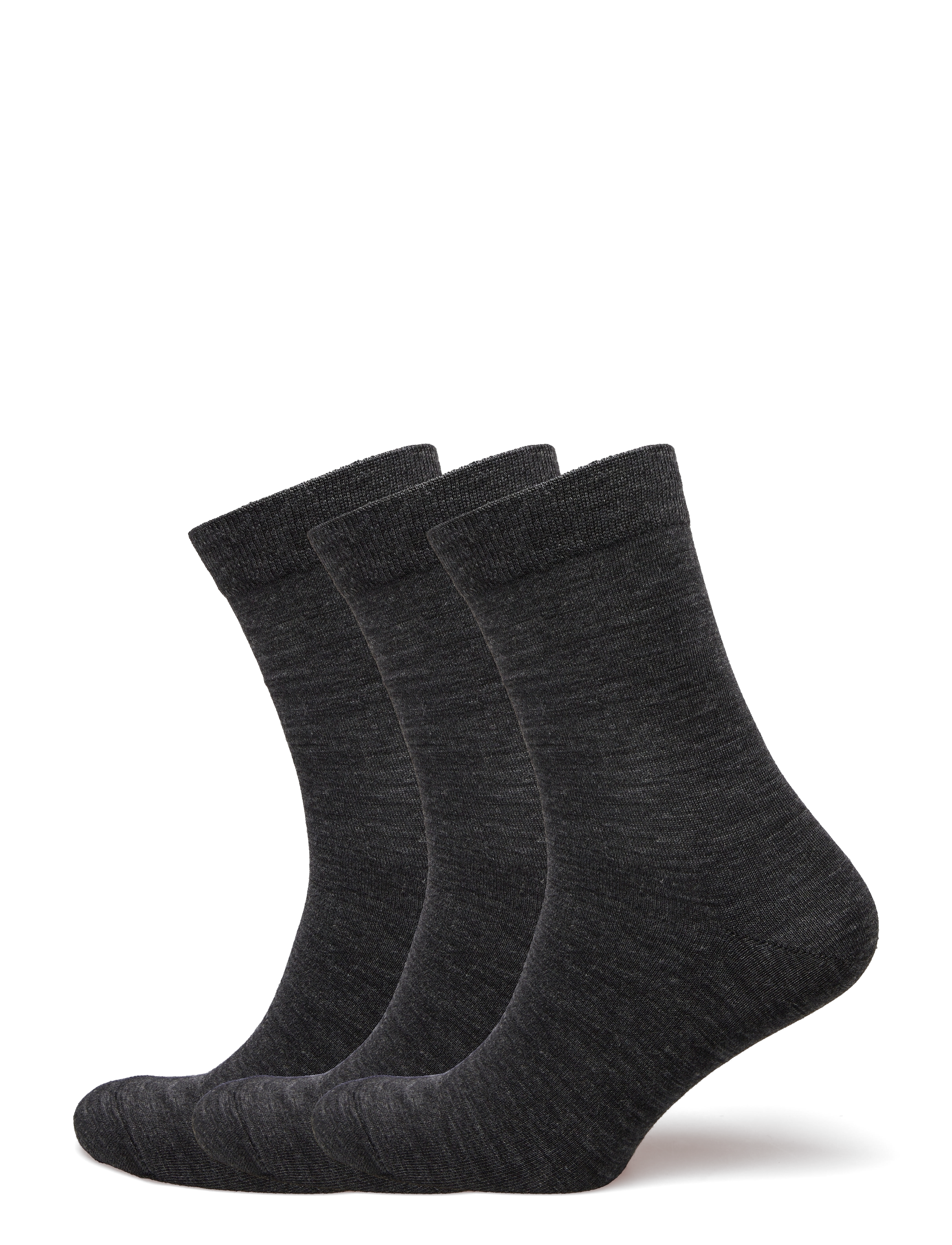 Lindex Sock 3 p Merino wool plain - Nieuwe Mode - OFFBLACK MELANGE / grey