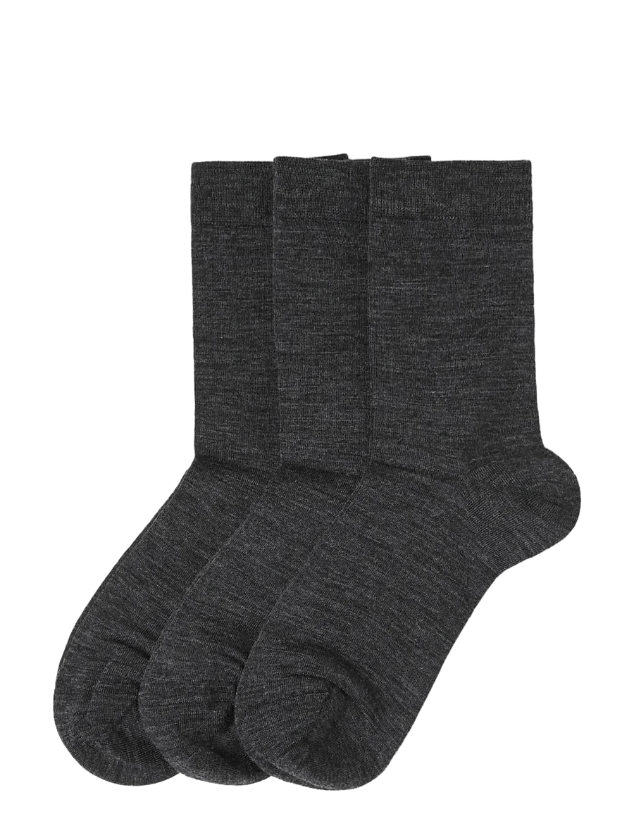 Lindex - 3-pack socks in merino wool blend - klassikalised sokid - offblack melange - 0
