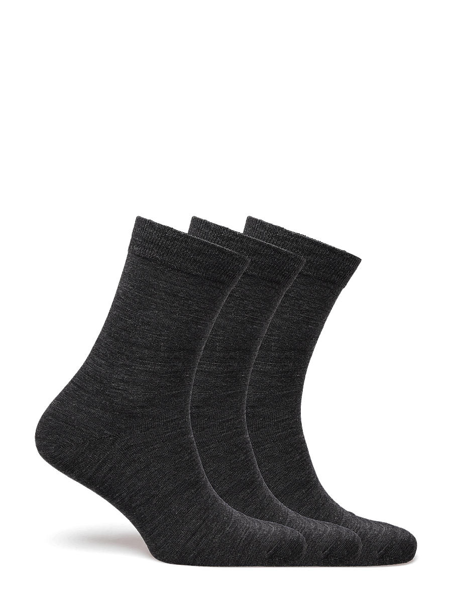 Lindex - 3-pack socks in merino wool blend - klassikalised sokid - offblack melange - 3