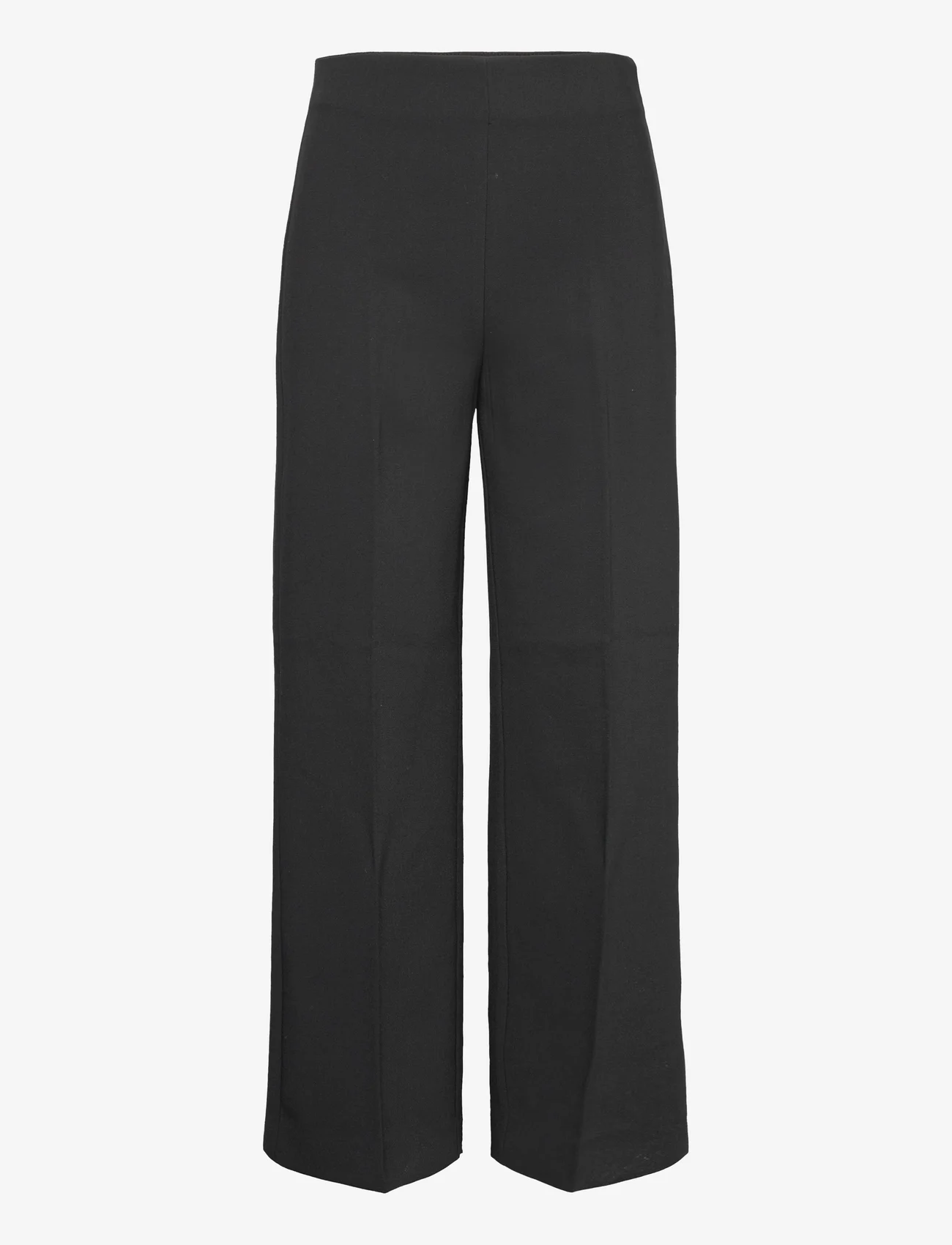 Lindex - Trousers Lykke cropped twill - wide leg trousers - black - 0