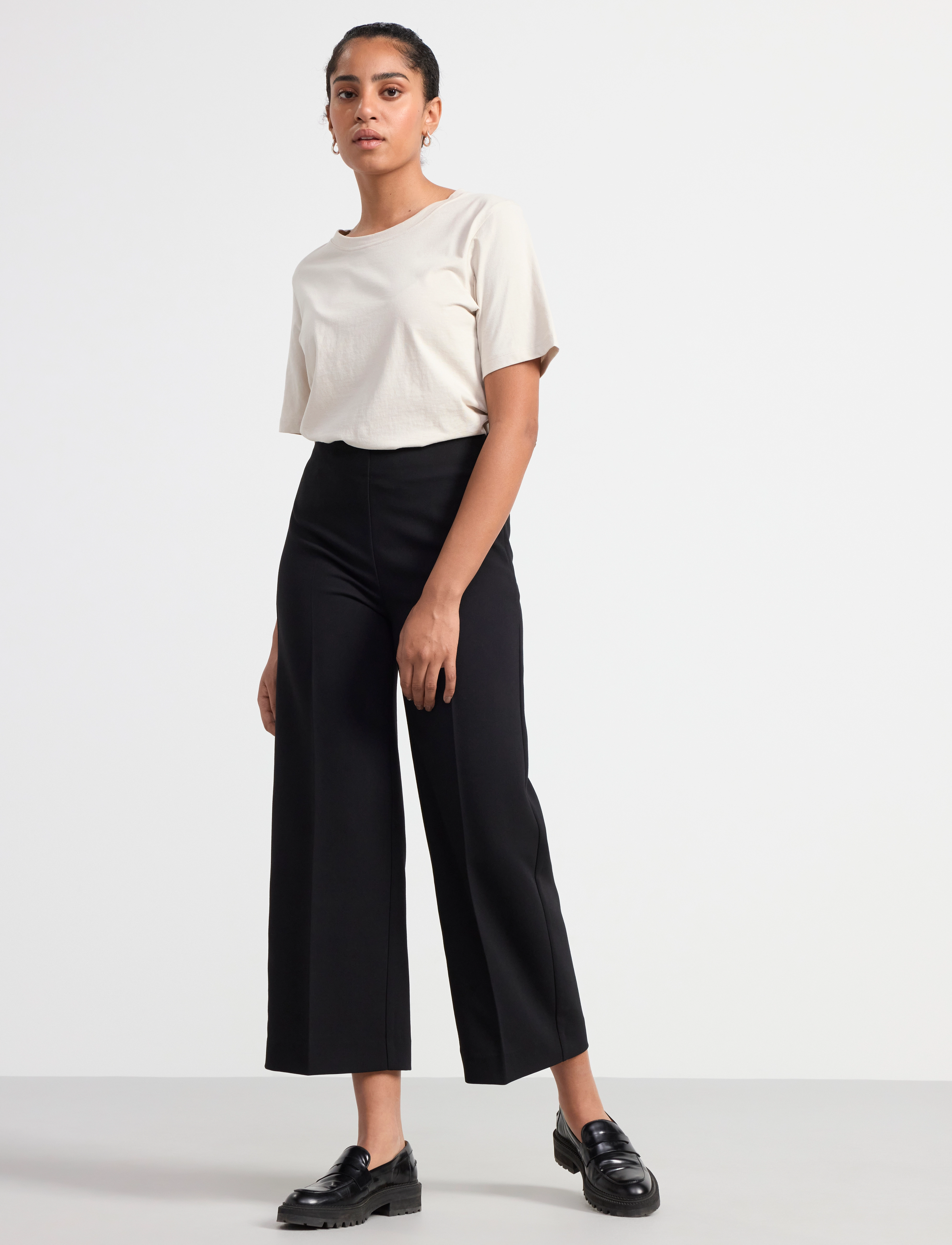 Lindex - Trousers Lykke cropped twill - black - 4