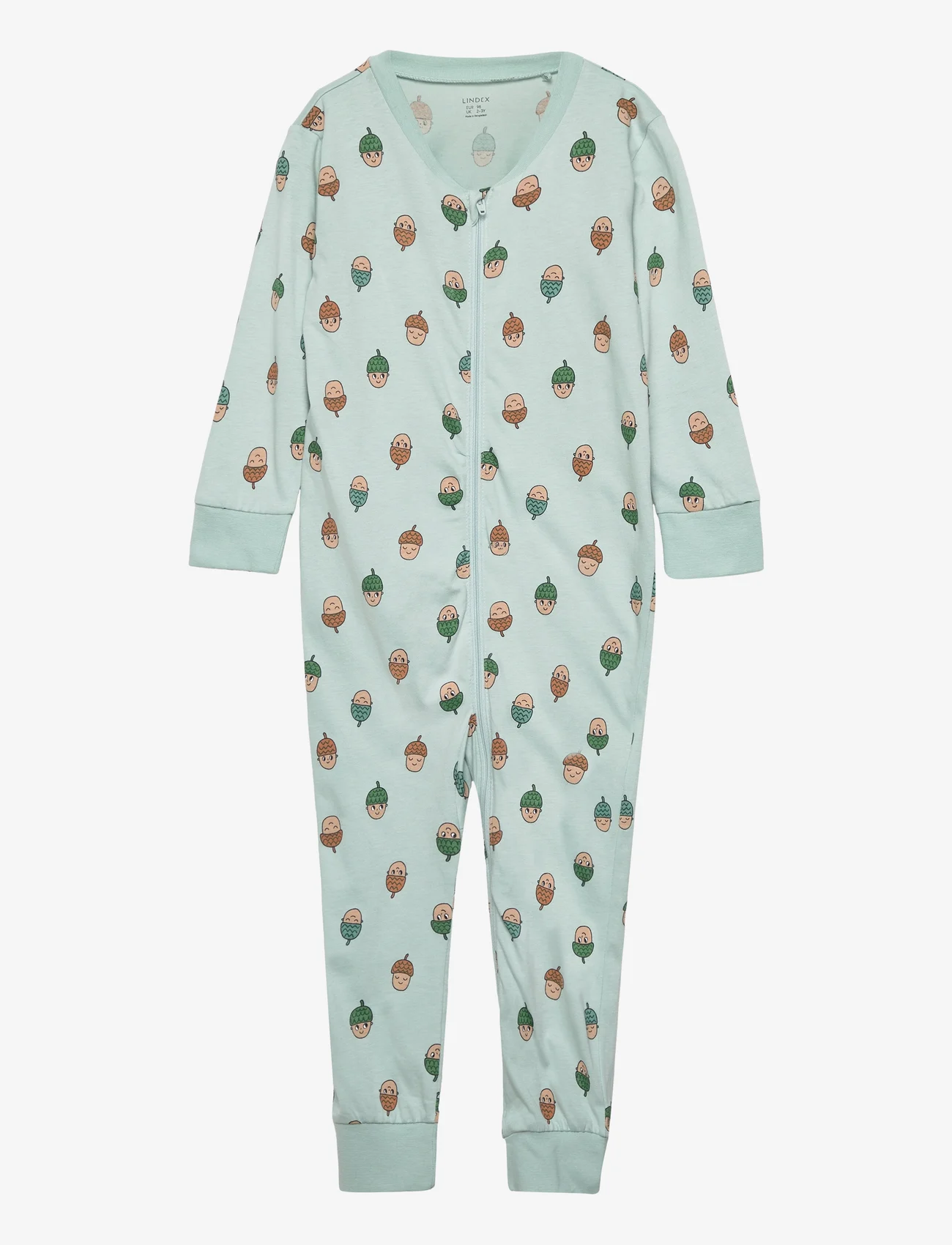 Lindex - Pyjamas Acorn at back - schlafoveralls - light dusty turquoise - 0