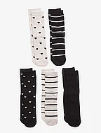Socks 5p BG stripe and heart - BEIGE MELANGE