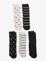 Lindex - Socks 5p BG stripe and heart - najniższe ceny - beige melange - 0