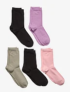Socks 5p BG plain fashion col - LIGHT LILAC