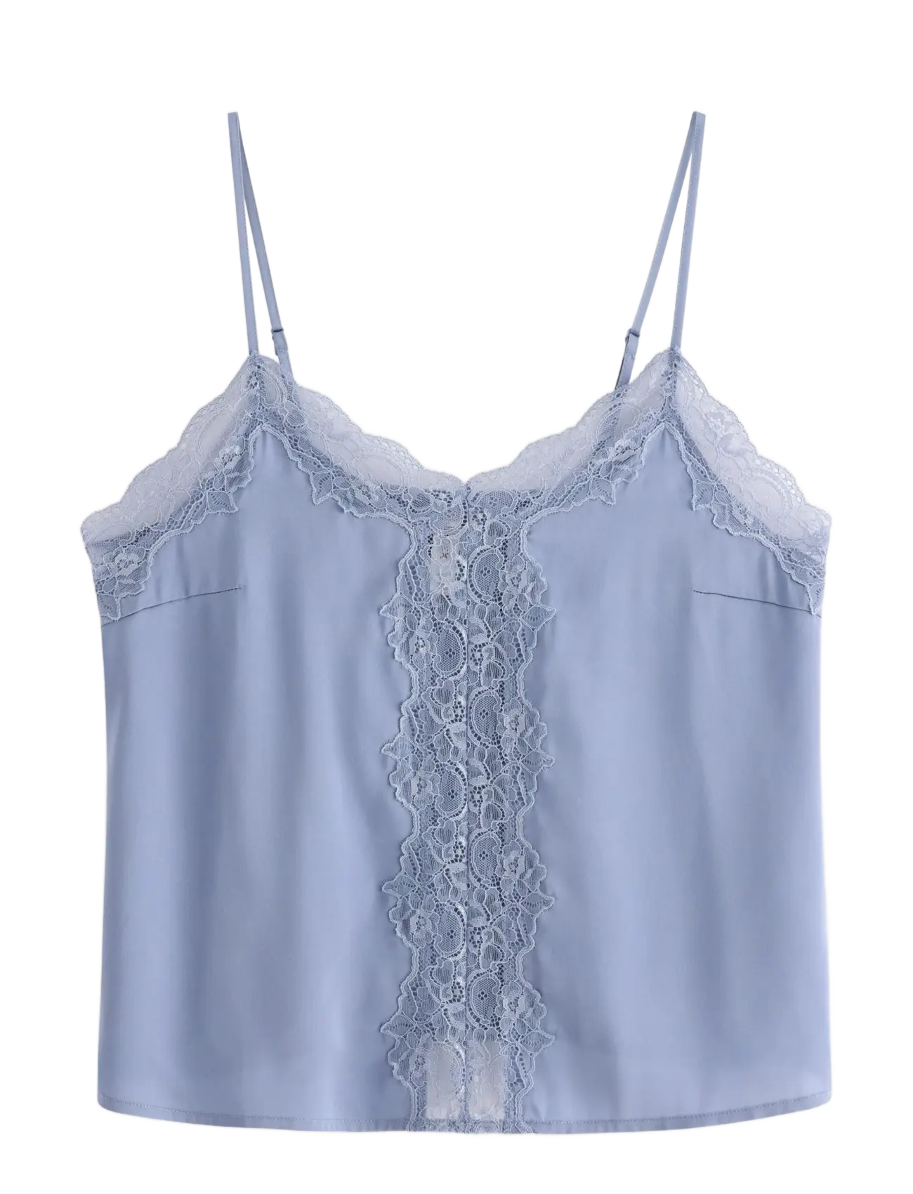 Lindex Camisole Lace Satin, Kvinder, Blonde Camisole, Blå, Str: L
