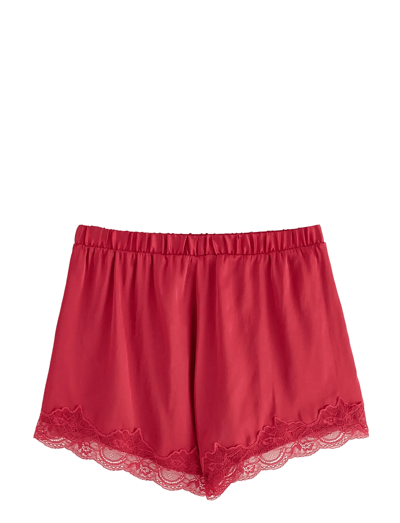 Lindex - Shorts lace satin - julpyjamas - red - 2