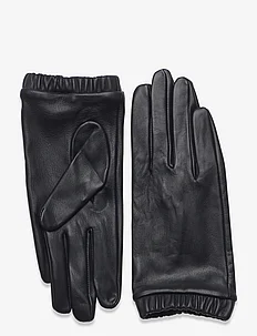 Leather glove w elastic at wri, Lindex