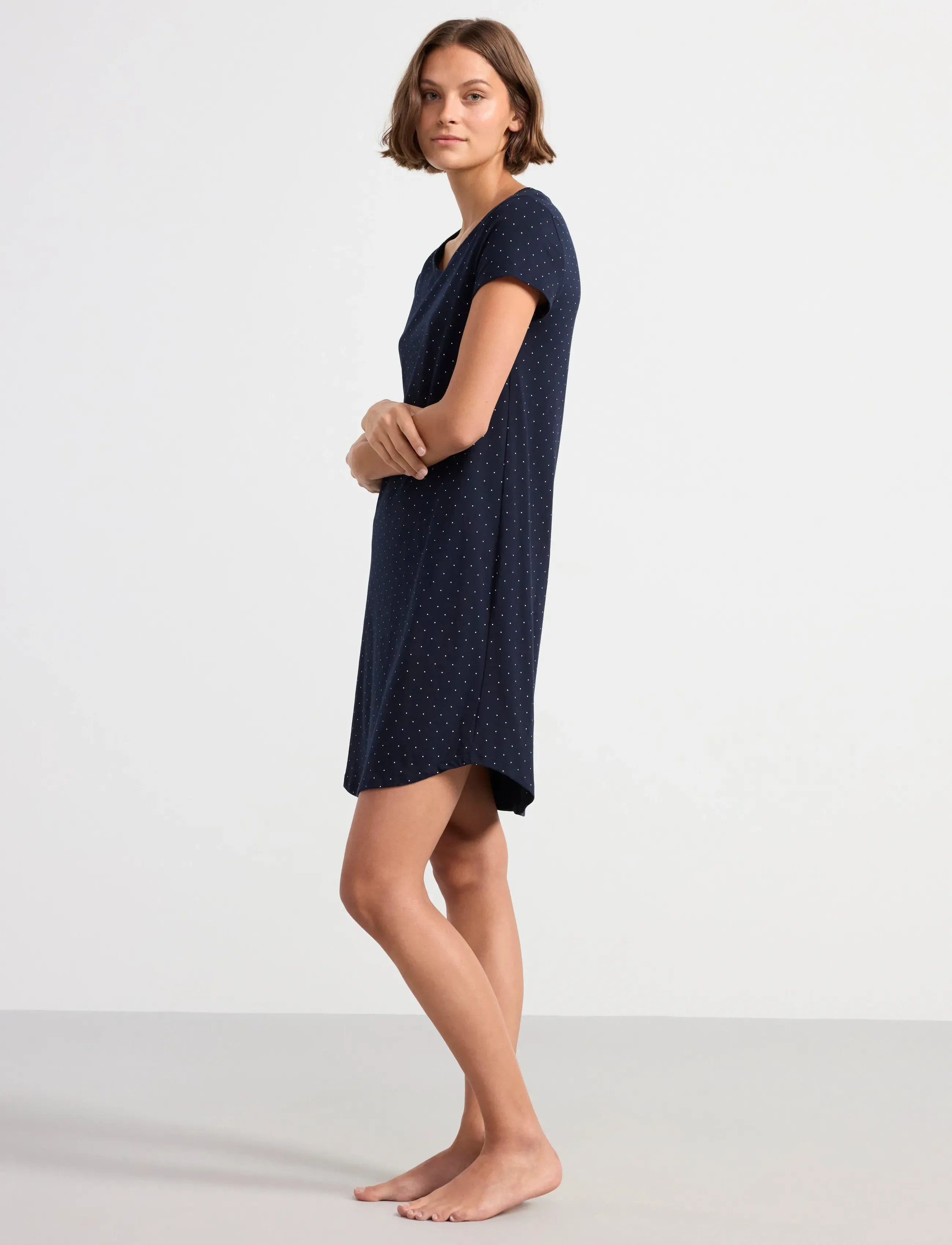 Lindex - Nightdress Big Tee aop dots - Öösärgid - dark blue - 4