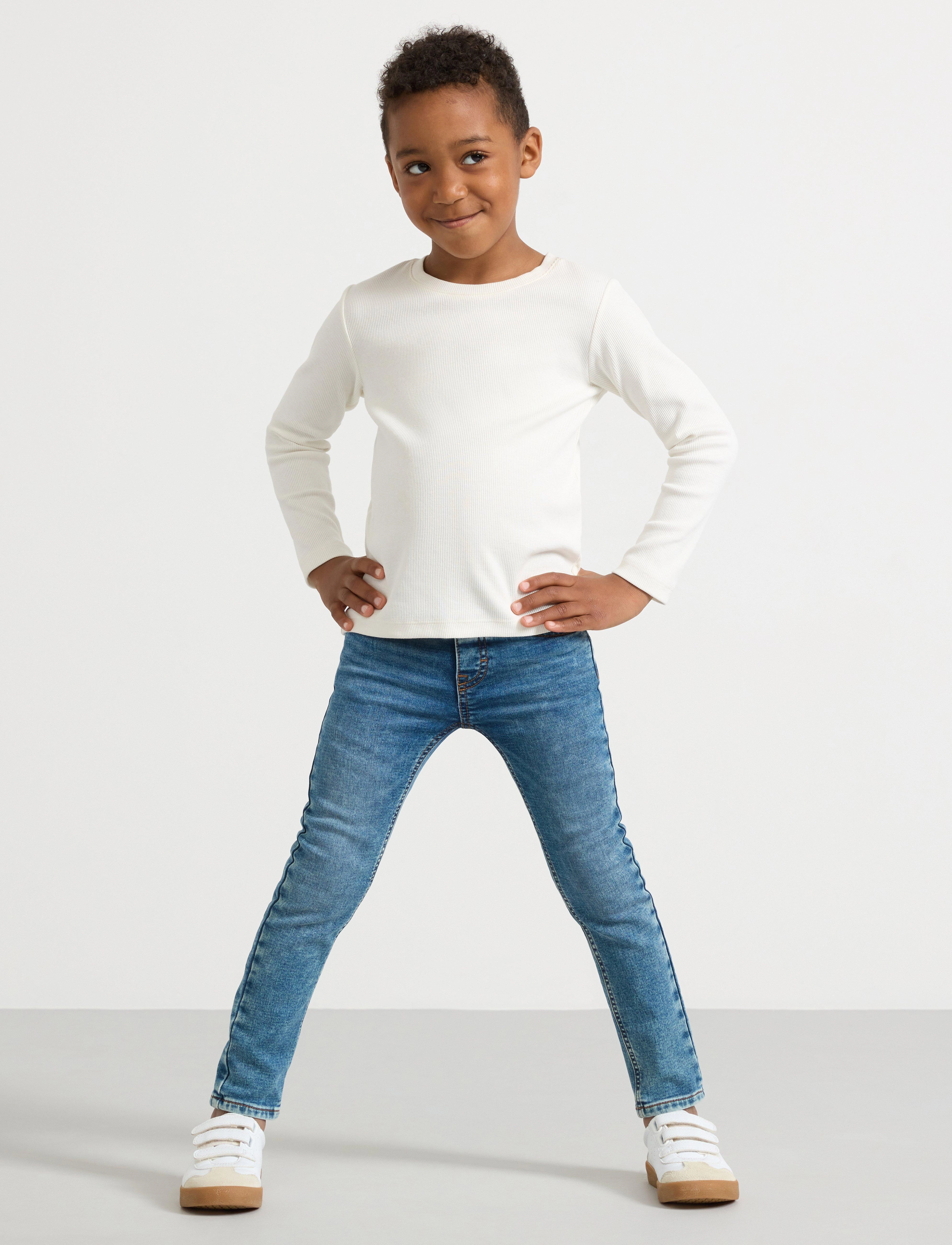 Lindex Trousers Denim Sam Slim, Børn, Slim Denim Bukser, Blå, Str: 92