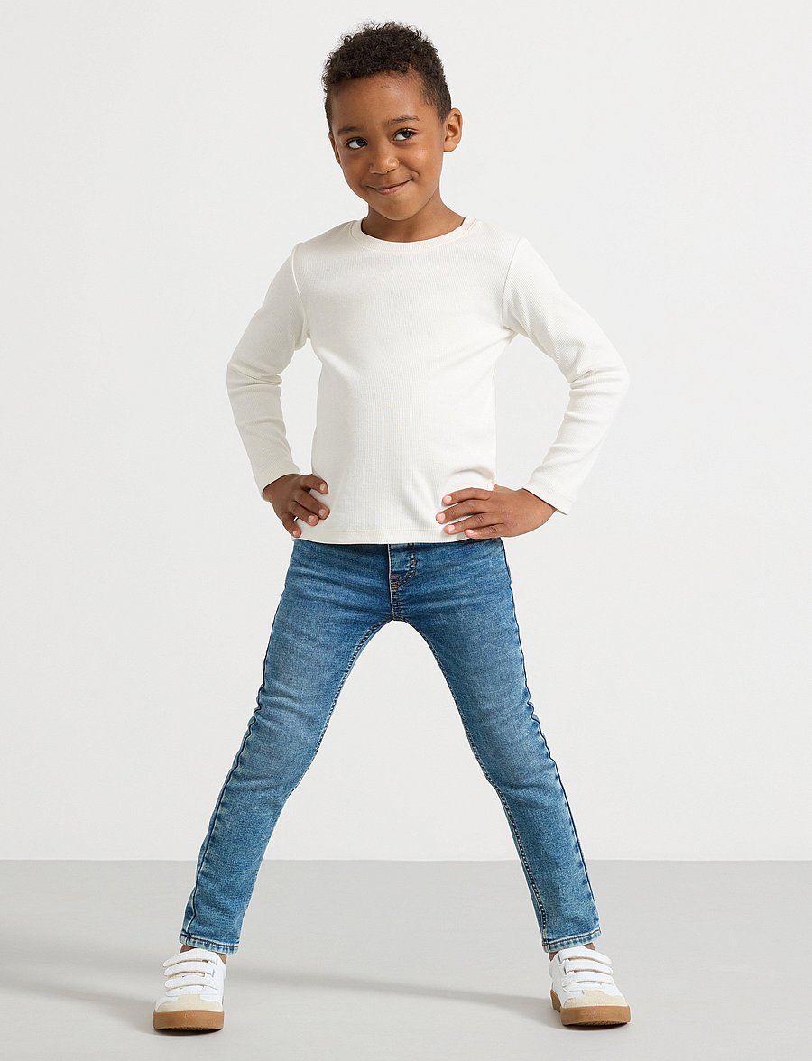 Lindex - Trousers Denim Sam Slim - kitsad teksad - denim - 0