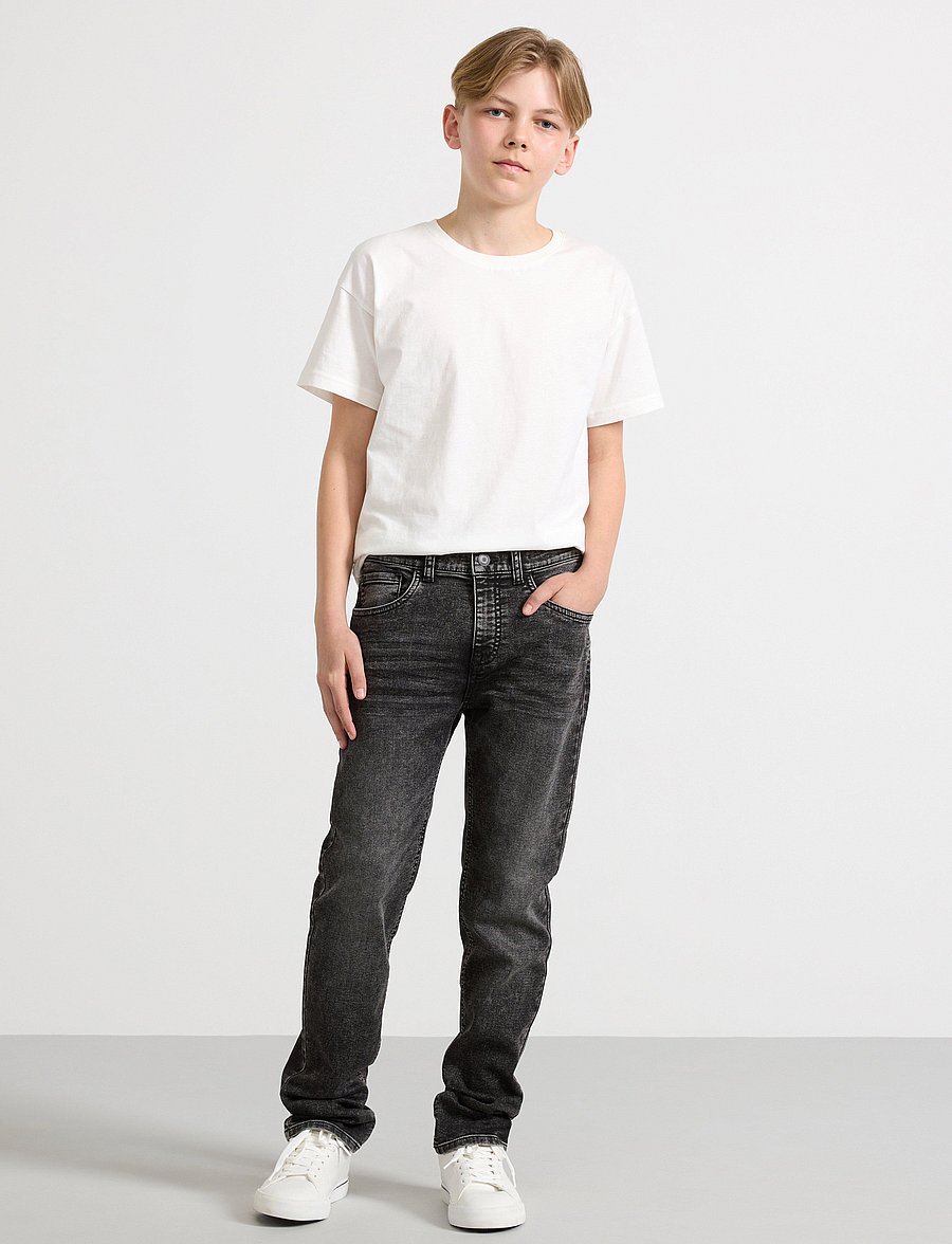Lindex - STAFFAN Straight regular waist super stretch jersey jeans - regular džinsi - black - 0