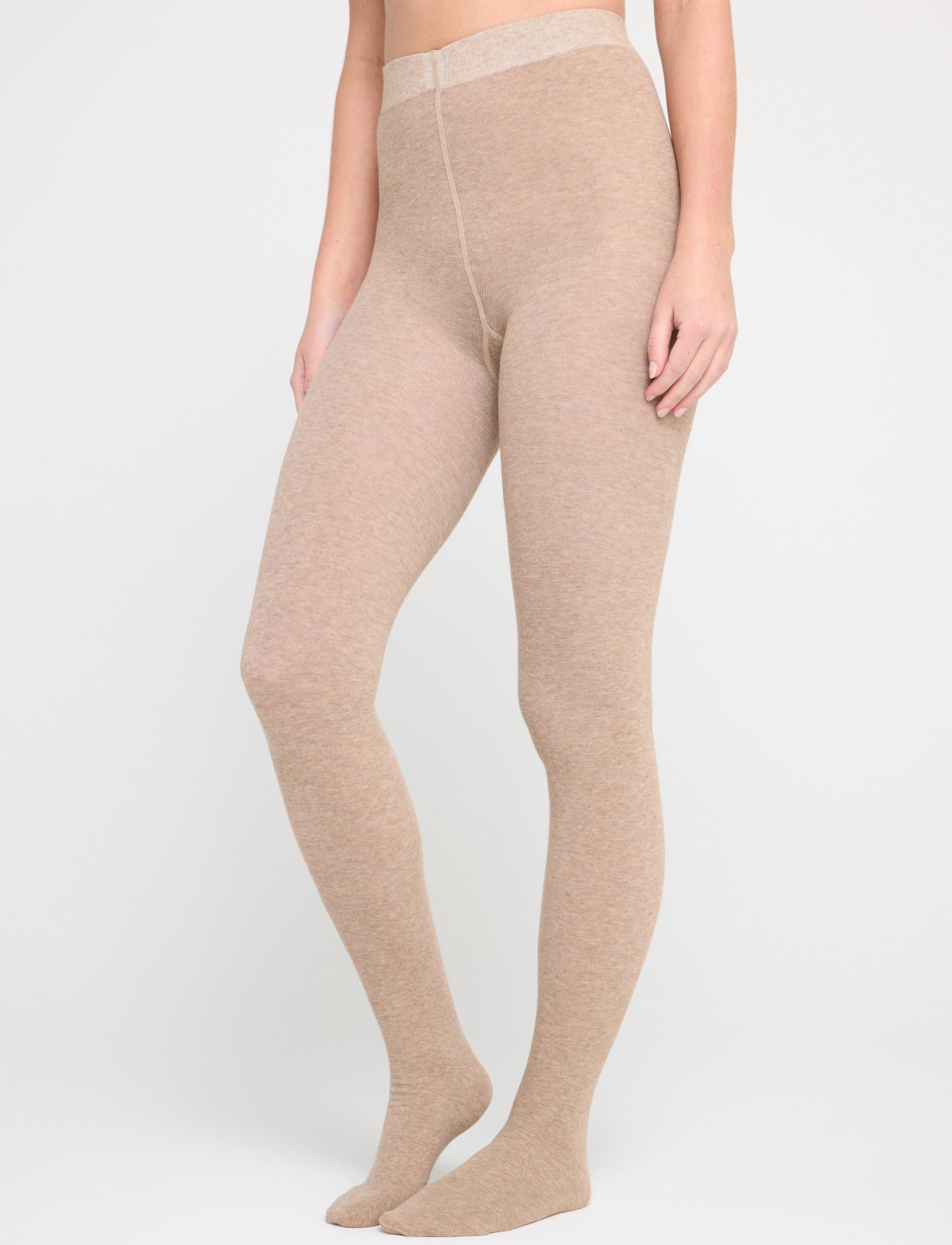 Lindex Knitted tights in cotton - Underkläder - BROWN MELANGE / brown