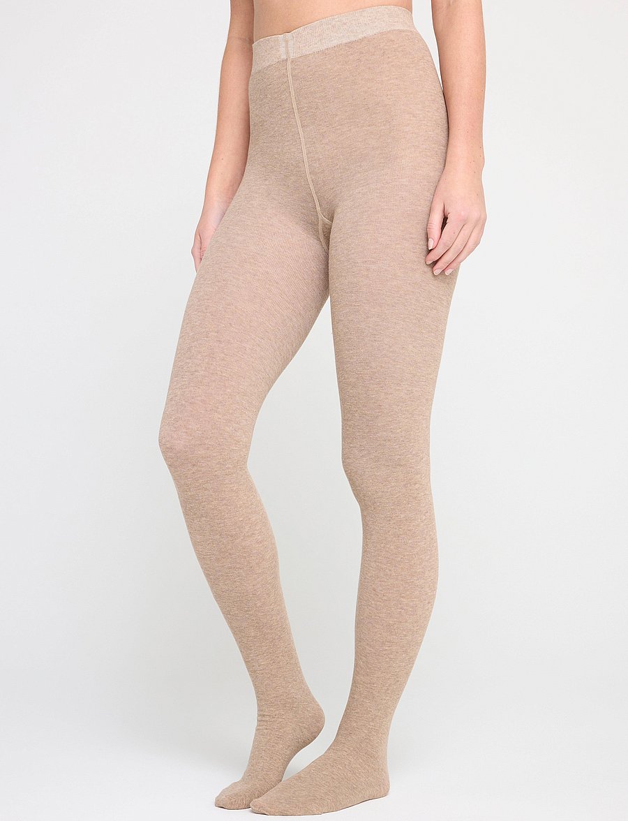 Lindex - Knitted tights in cotton - mode trends - brown melange - 0