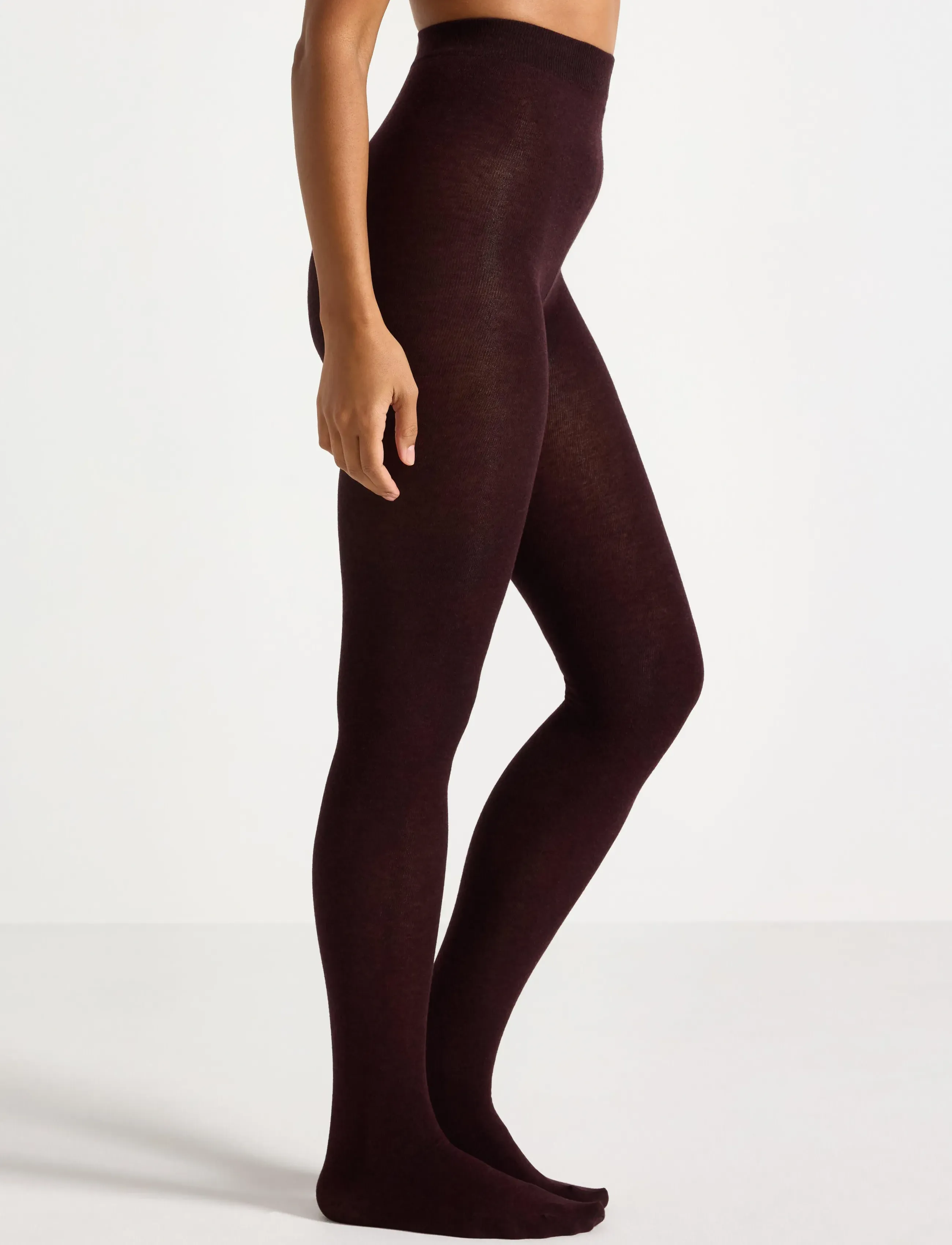 Lindex Knitted Tights In Cotton, Kvinder, Strikkede Strømpebukser, Bordeaux, Str: XXL