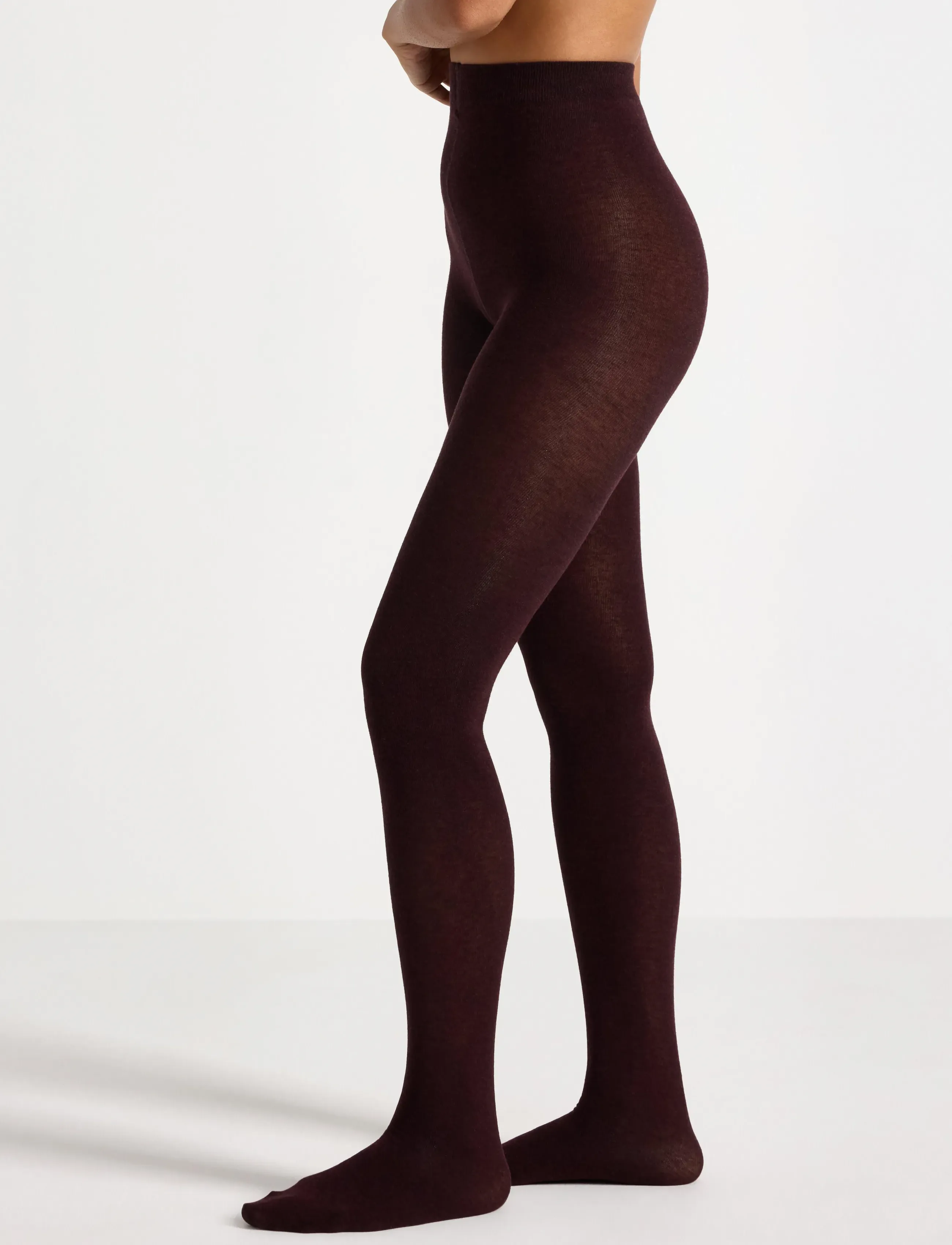 Lindex - Knitted tights in cotton - modetrends - dark red melange - 3